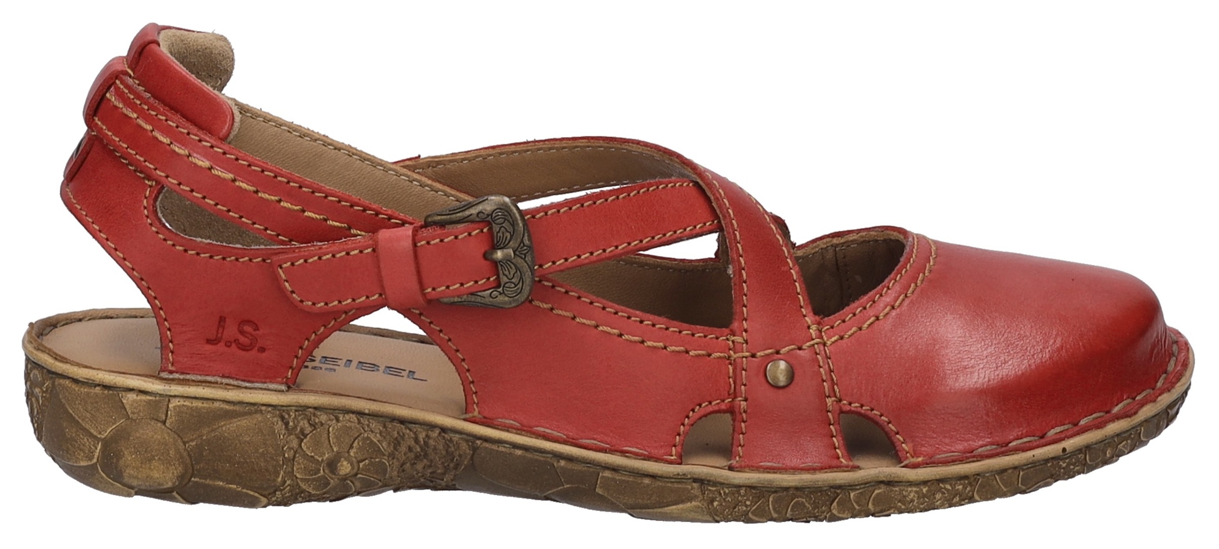 Sandale JOSEF SEIBEL "Rosalie 13", Damen, Gr. 40, rot (rubinrot), Leder, Schuhe Sandale, Sommerschuh, Sandalette, Riemchensandale, im Used-Look 3