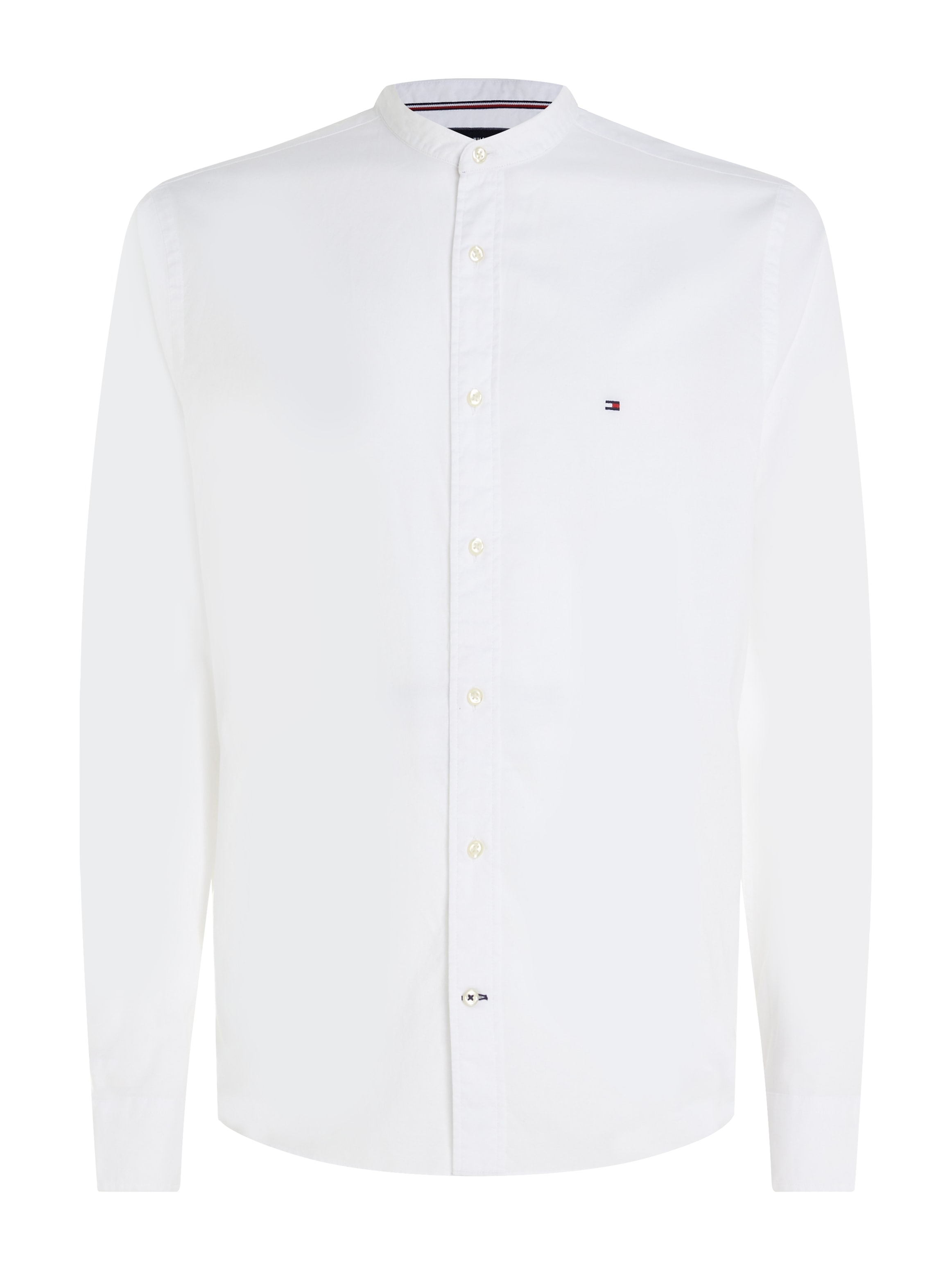 Tommy Hilfiger Langarmhemd »NATURAL SOFT SOLID MAO RF SHIRT«, mit Tommy Hilfiger Markenstreifen innen am Ärmelschlitz