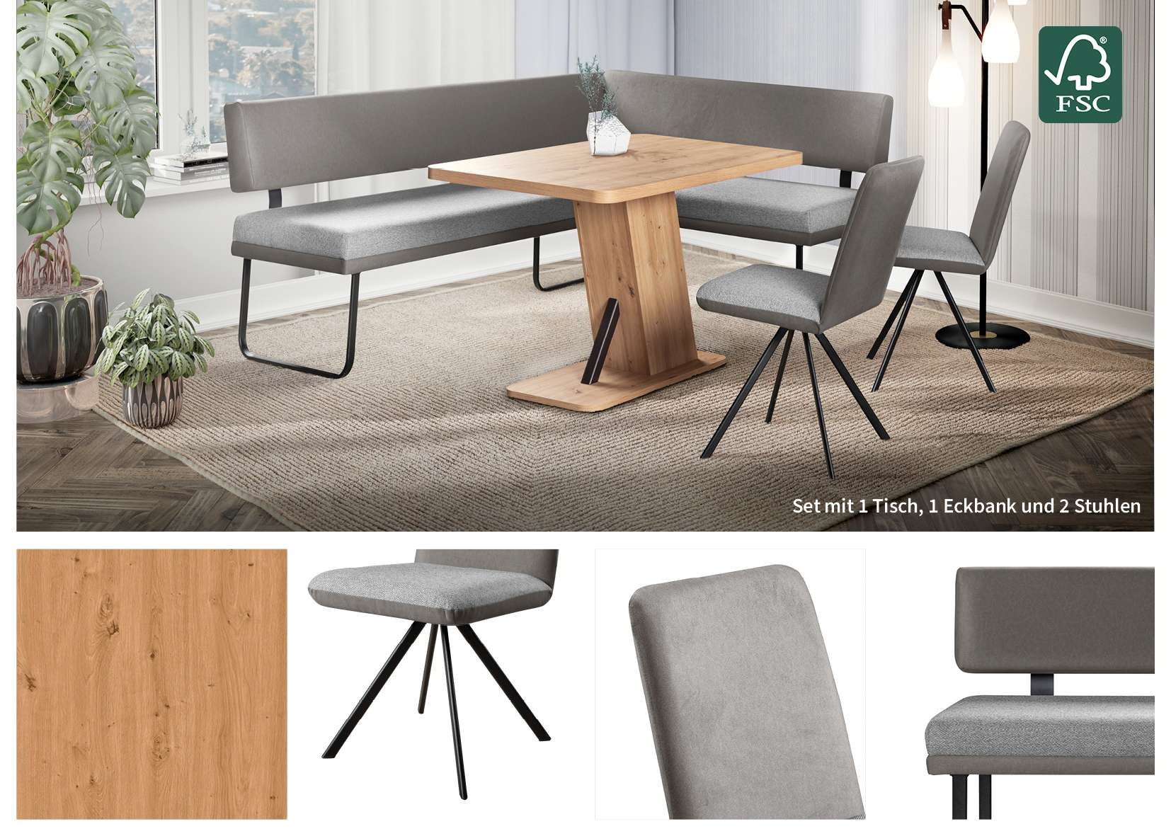 Thumbnail - Home affaire Eckbankgruppe "Gabi Essecke, Sitzgruppe, Eckbankgruppe, Küchenbankgruppe" Set, 4tlg, 4 tlg. tlg.