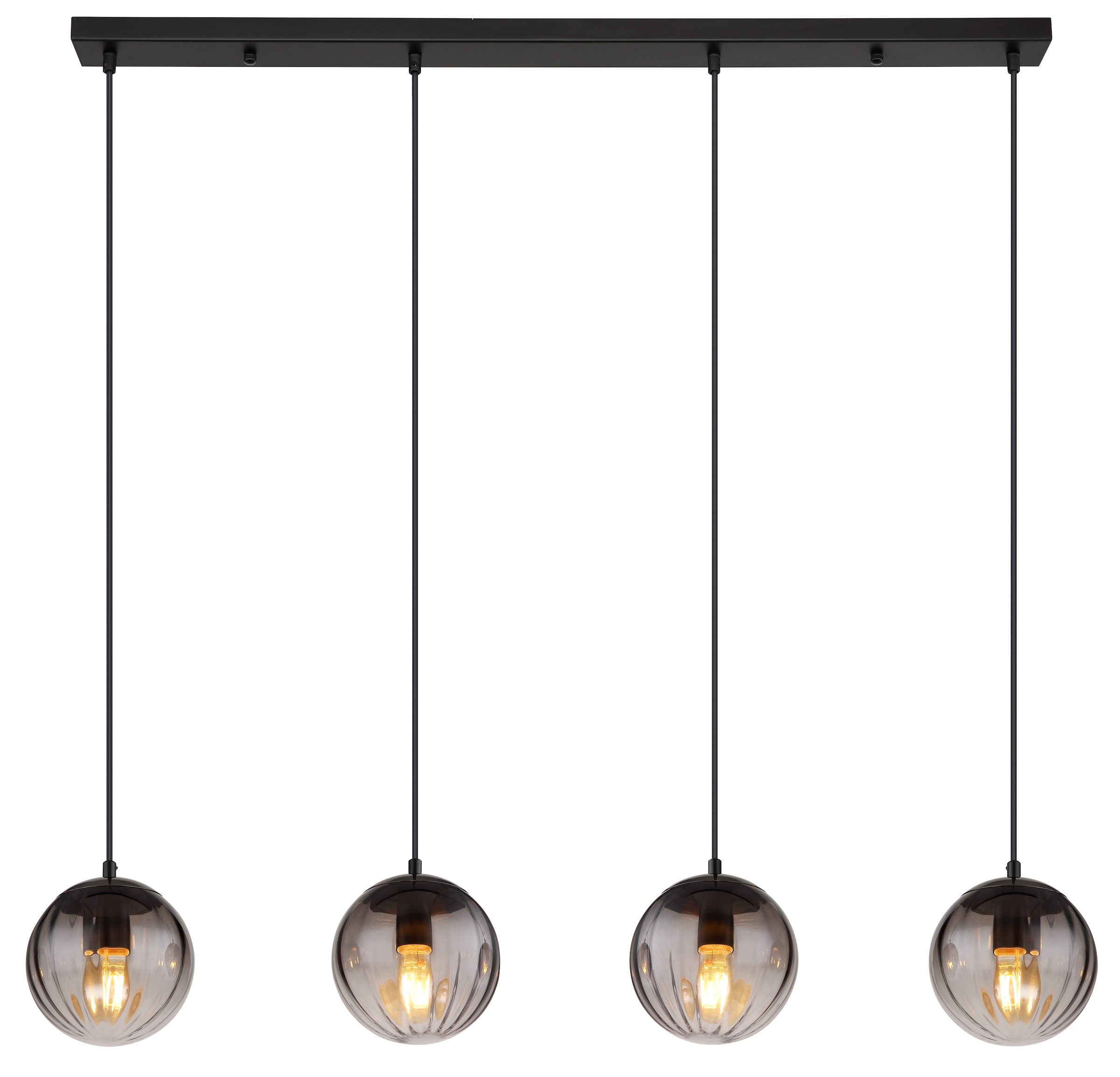 "GLOBO LIGHTING Hängeleuchte ""DALLERTA"", schwarz, 1 Stk., Leuchten, Hängelampe/Pendelleuchte/Glas rauchfarben/Höhe kürzbar/Esstisch, Hängeleuchte"