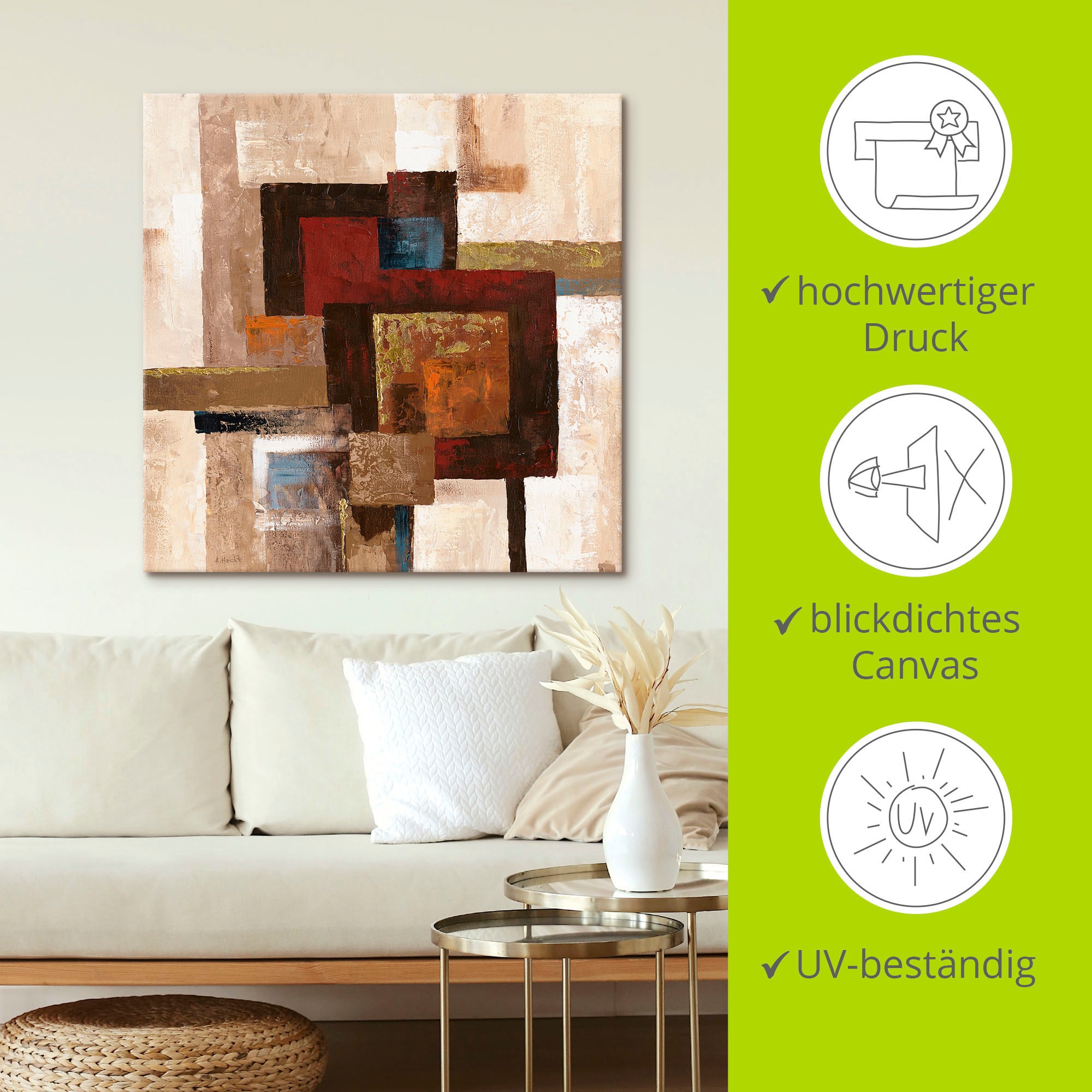 Artland Wandbild »Karos Abstrakt II«, Muster, (1 St.), als Leinwandbild, Poster in verschied. Größen