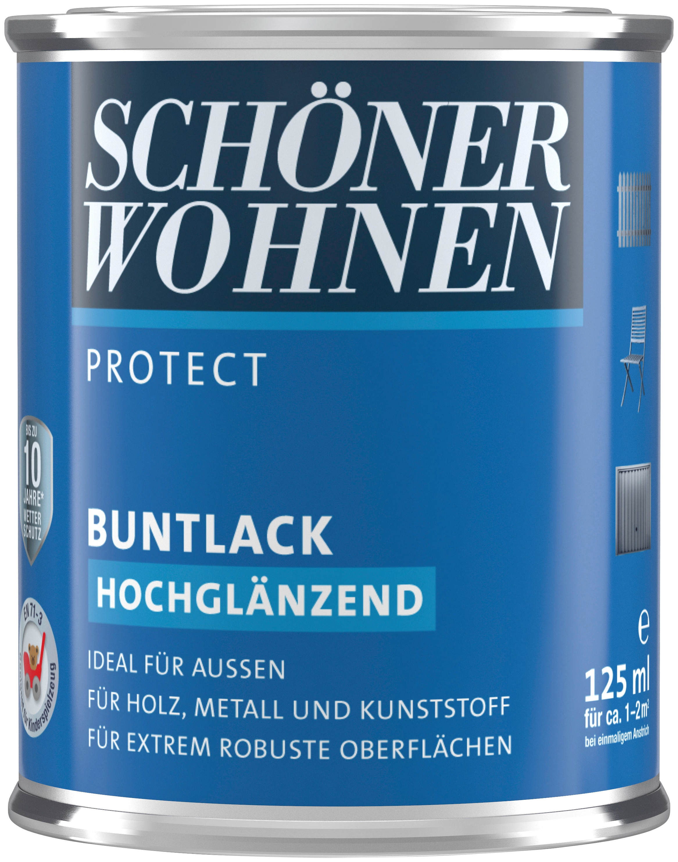 SCHÖNER WOHNEN FARBE Lack »Protect«, 125 ml, muskatbraun, hochglänzend, ideal für außen