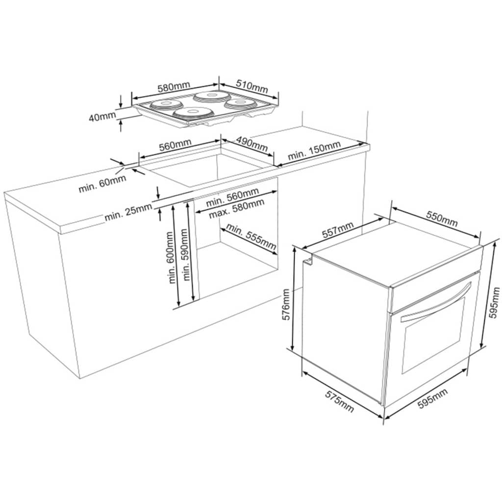 Sharp Elektro-Herd-Set »Alster2«, K-62DX19BM1-EU, mit 1-fach-Teleskopauszug, (Set)