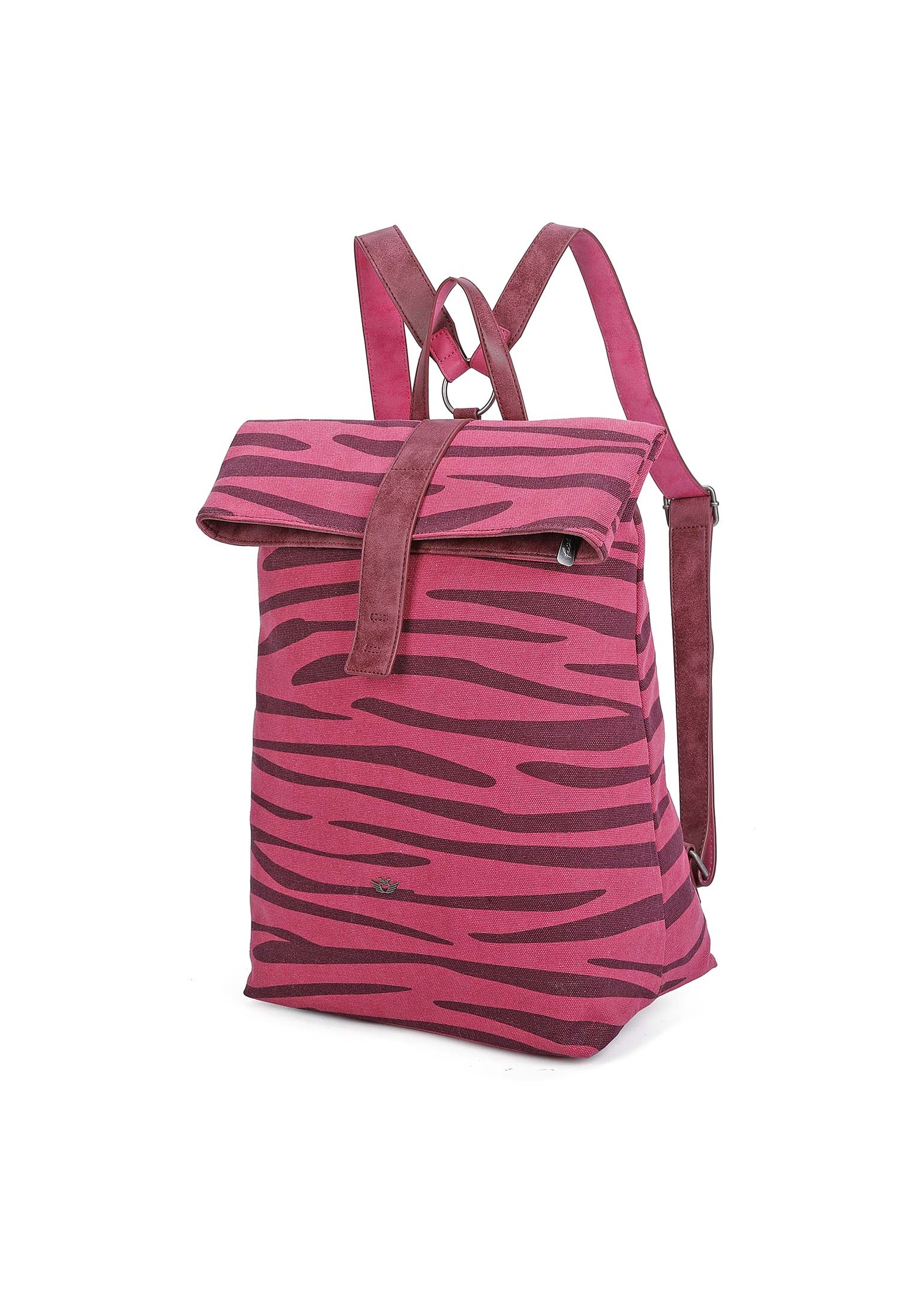 Fritzi Aus Preußen Cityrucksack FRITZI AUS PREUSSEN "Izzy03", Damen, Gr. B/H/T: 18cm, pink (pink, braun), Baumwolle, Kunstfaser, Rucksäcke Cityrucksack, mit stufenlosvertellbaren Trägern 2