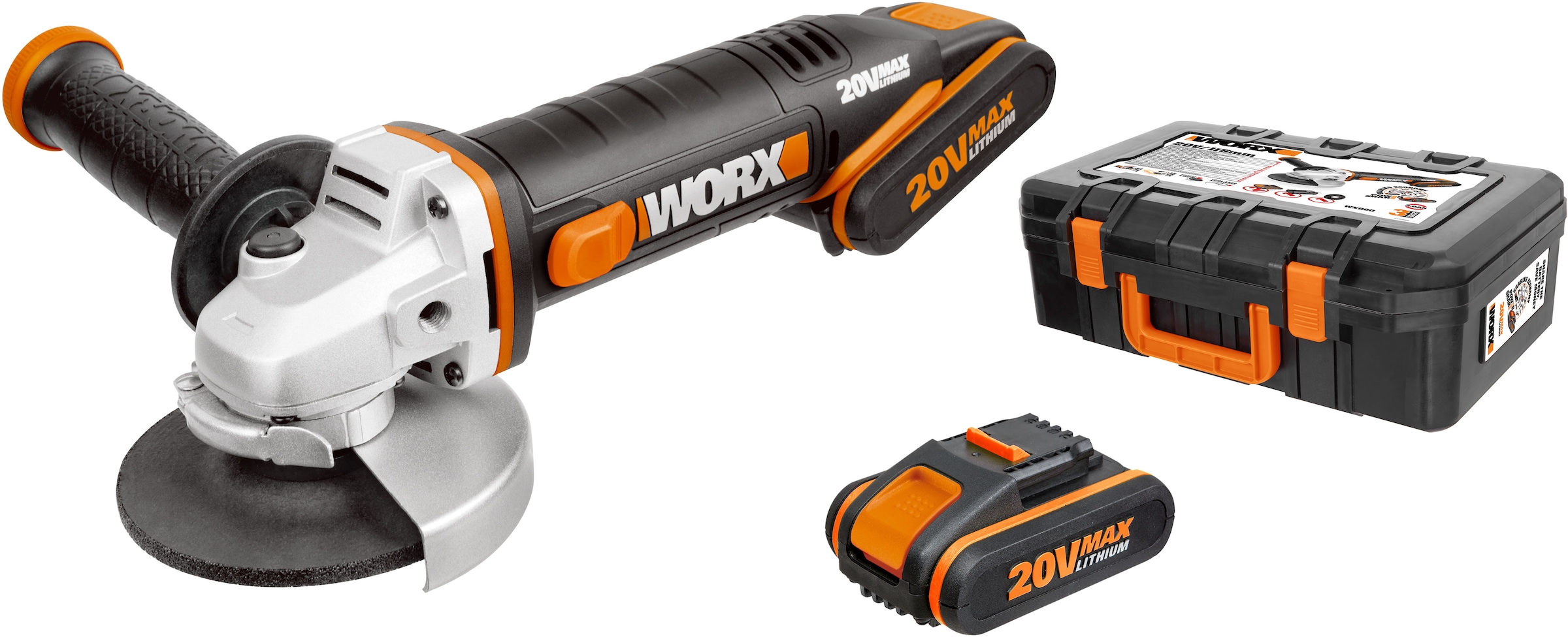 Worx Akku-Winkelschleifer »WX800«, ergonomisches Design, inkl. 2 Akkus & Ladegerät