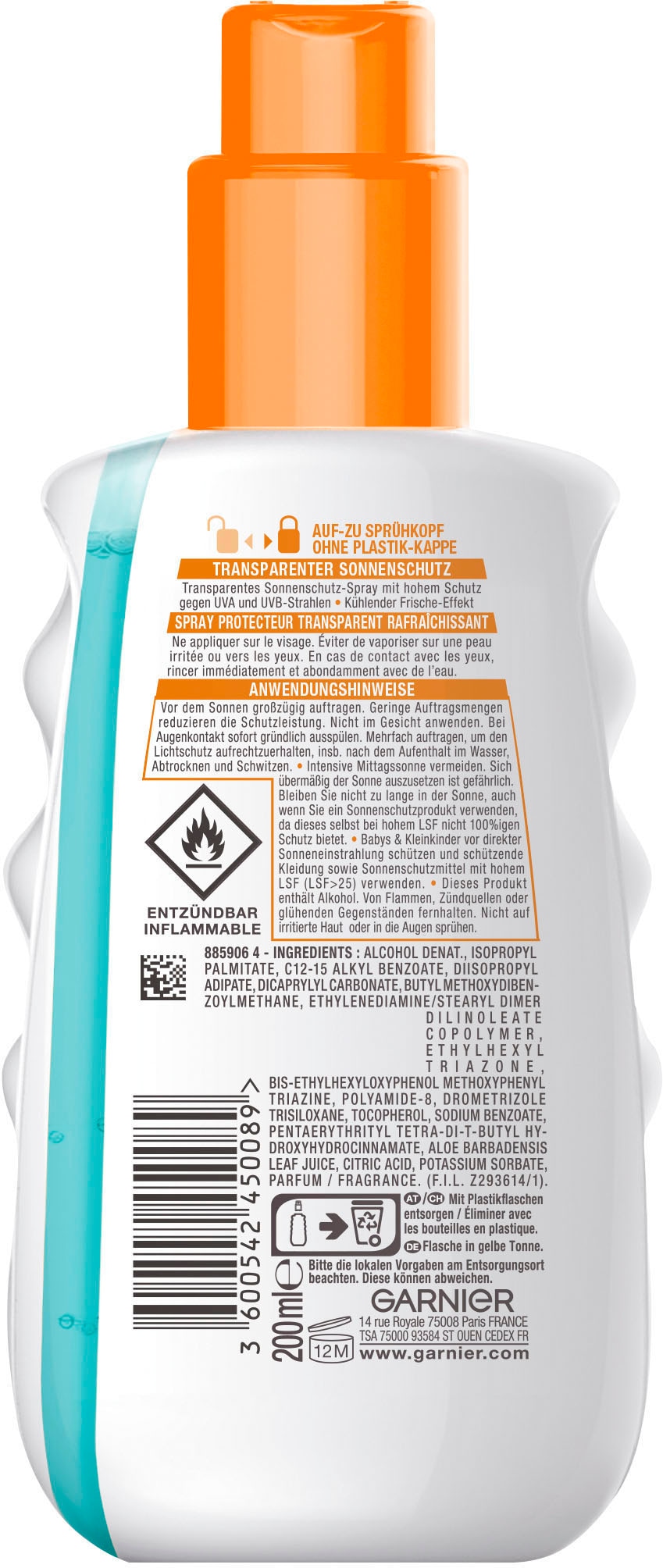 GARNIER Sonnenschutzspray »Invisible Protect Refresh LSF30«, mit hoher Transparenz