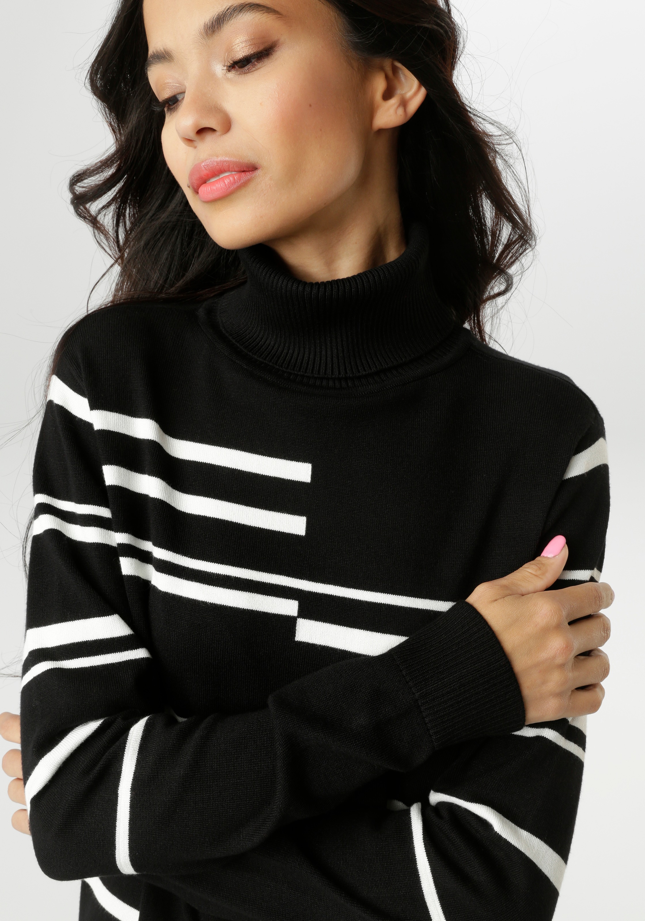 Thumbnail - Aniston SELECTED Strickpullover im geometrisch unterbrochenen Streifen-Dessin