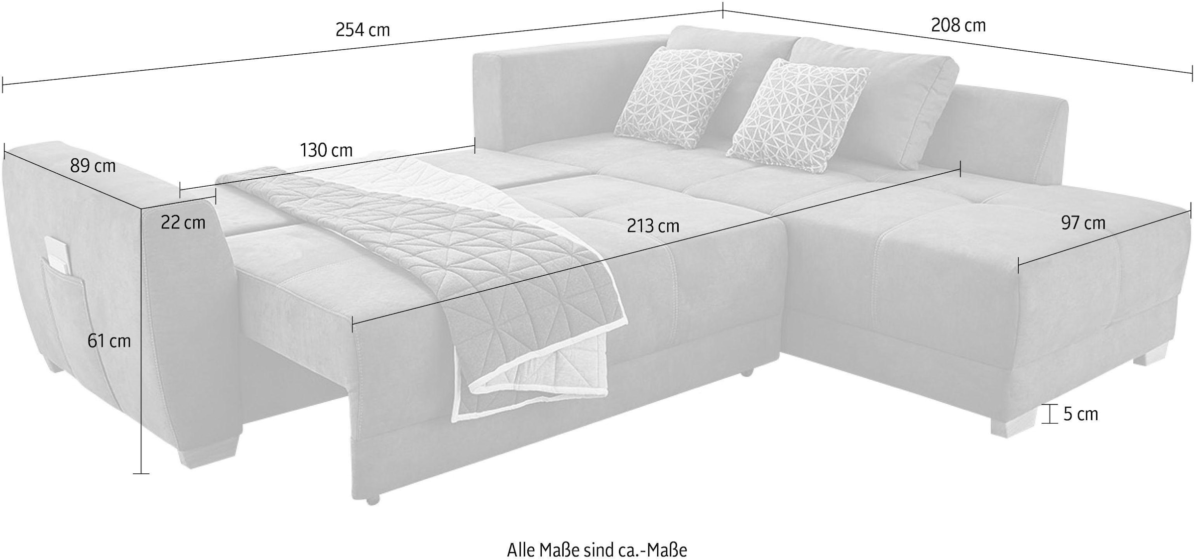 Jockenhöfer Gruppe Ecksofa »Luzern L-Form«, mit Bettfunktion und geräumigen Bettkasten