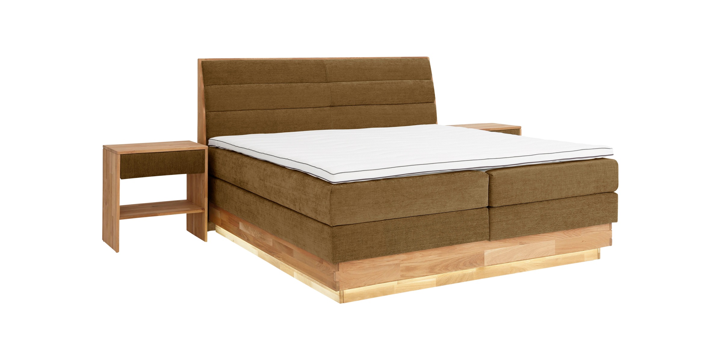 OTTO products Boxspringbett, LED-Beleuchtung, mit zertifizierten, recycelten Bezugsstoffen