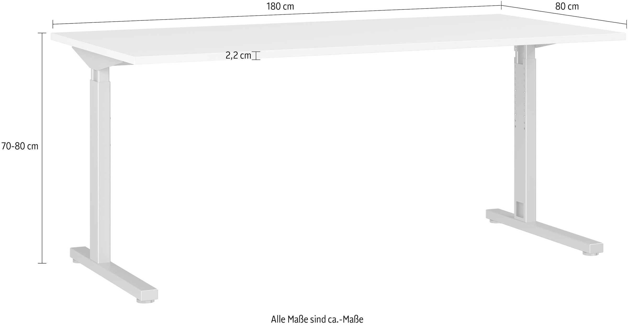 GERMANIA Schreibtisch | »Profi kaufen 2.0«, höhenverstellbar, 180 cm Breite BAUR