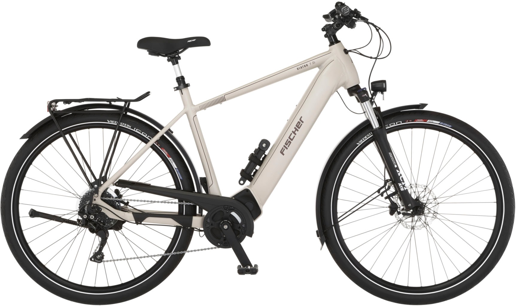 FISCHER Fahrrad E-Bike "VIATOR 7.0i Herren 55", 10 Gang, Shimano, Deore, Mittelmotor 250 W, (mit Faltschloss), Pedelec, 