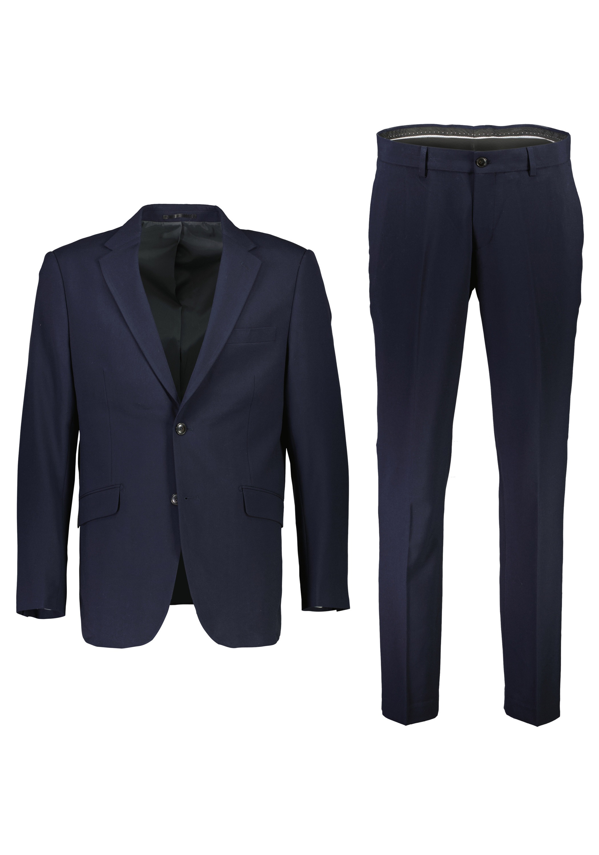 Anzug LINDBERGH "Anzug Modern Fit", Herren, Gr. 52, blau (navy), Obermaterial: 67% Polyester, 28% Viskose, 5% Elasthan; Futter: 98% Polyester, 2% Elasthan, unifarben, Anzüge