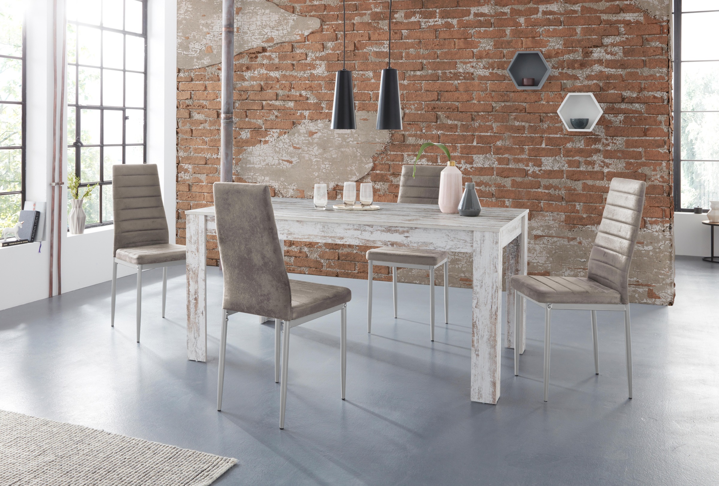 OTTO home Essgruppe "Lynn160/Kate" Set, 5 Stk. tlg. Tisch mit 4 Stühlen günstig online kaufen