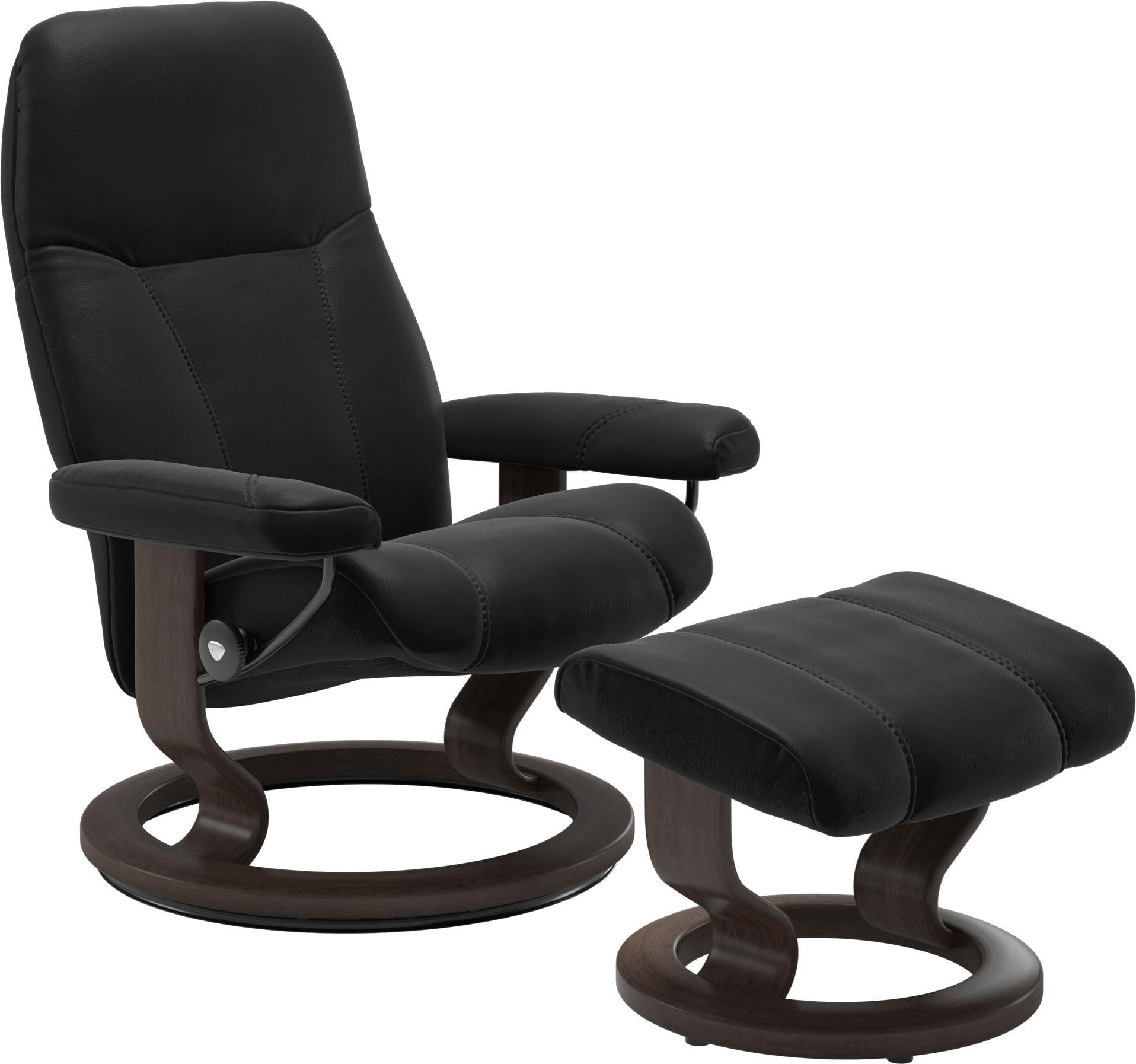 Stressless Relaxsessel "Consul" Set, Relaxsessel mit Hocker, mit Hocker, mit Classic Base, Größe M, Gestell Wenge