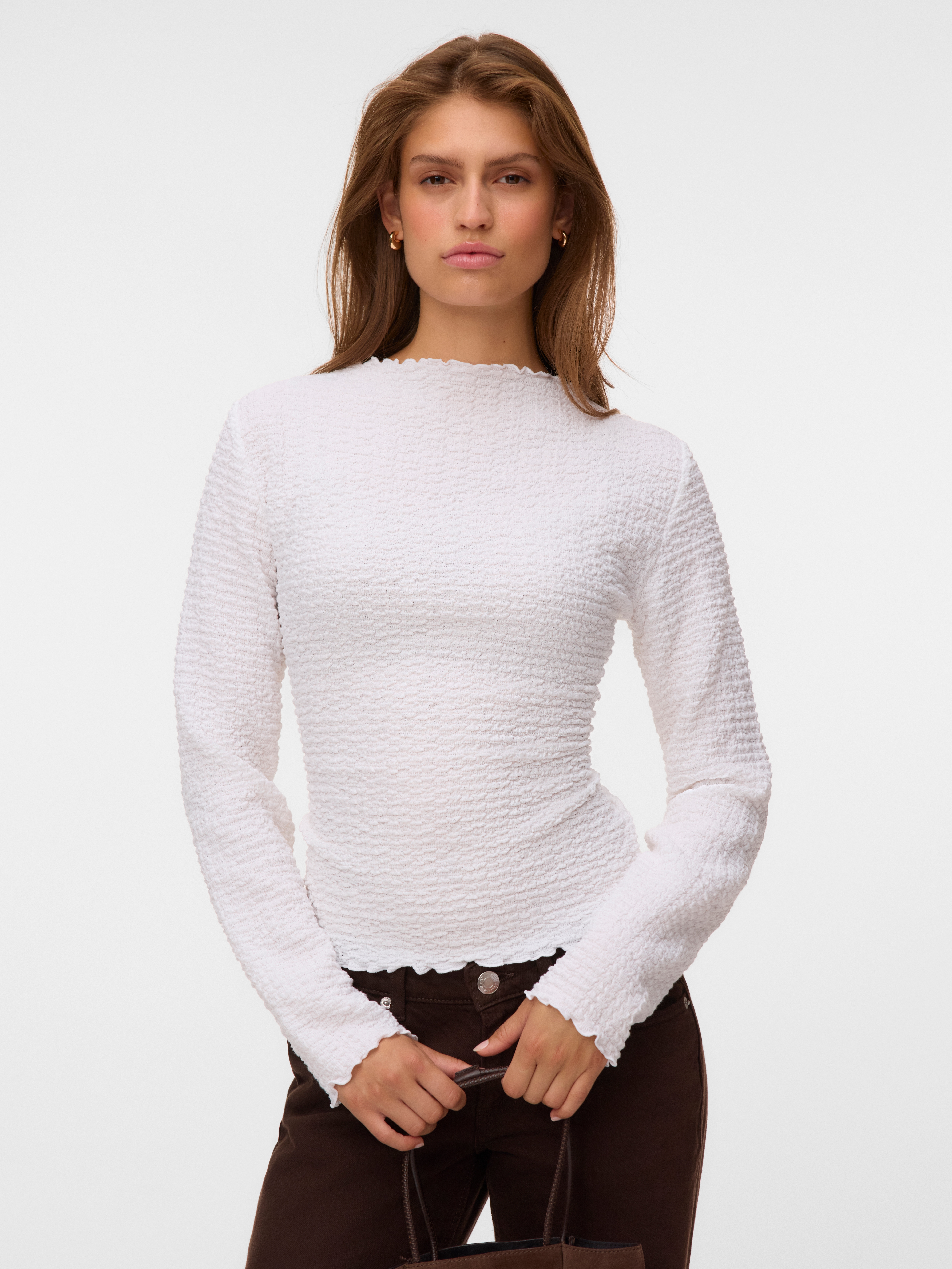 Vero Moda Langarmshirt "VMZIA LS FUNNEL NECK TOP JRS NOOS" Baumwollmischung, regular fit