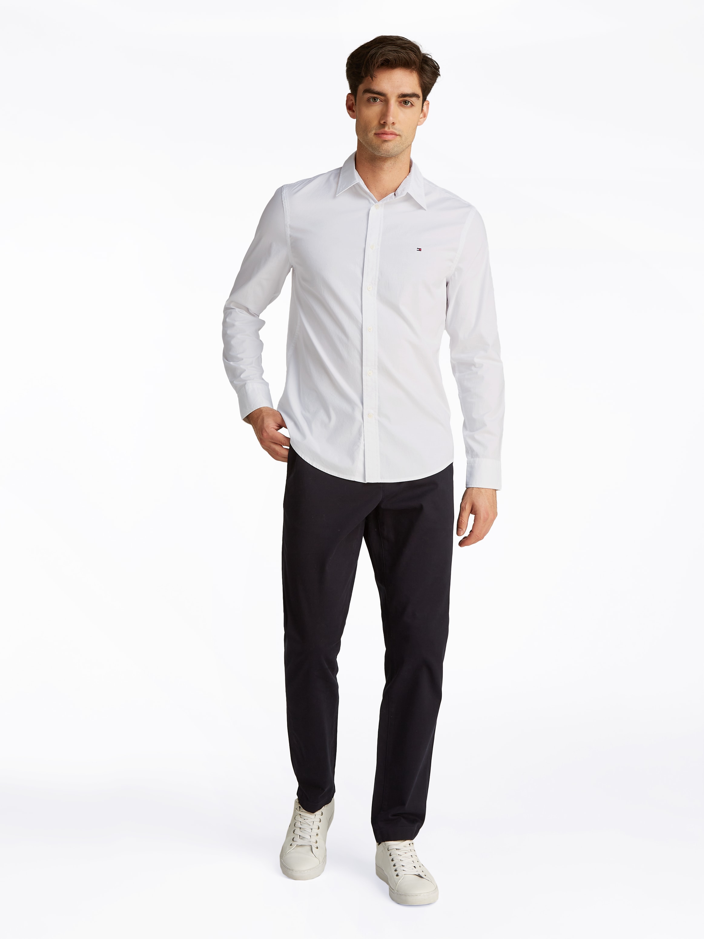 Tommy Hilfiger Businesshemd »FLEX POPLIN KENT COLLAR SF SHIRT«, mit Logostickerei