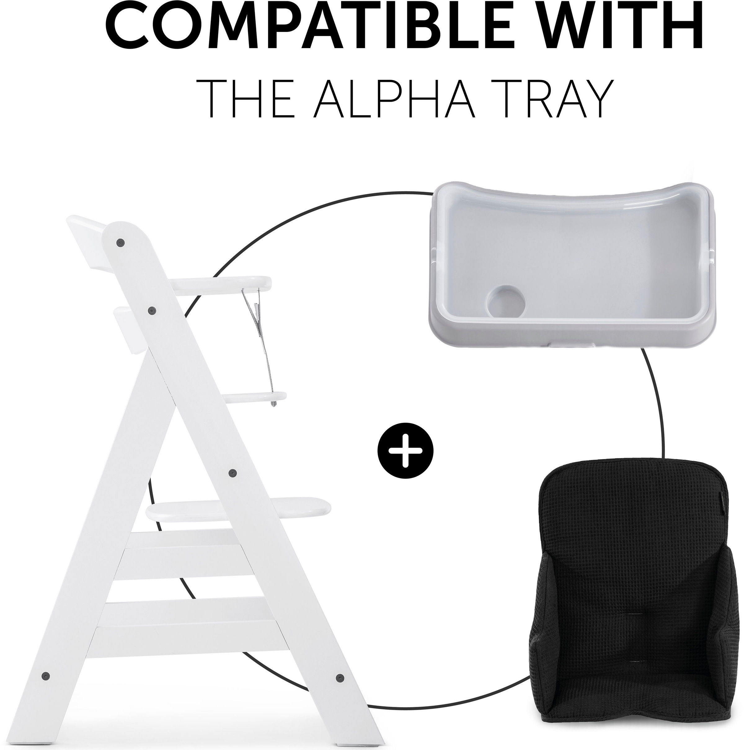 Hauck Sitzverkleinerer »Alpha Cosy Select, Waffelpiqué black«, für den ALPHA+ Holzhochstuhl