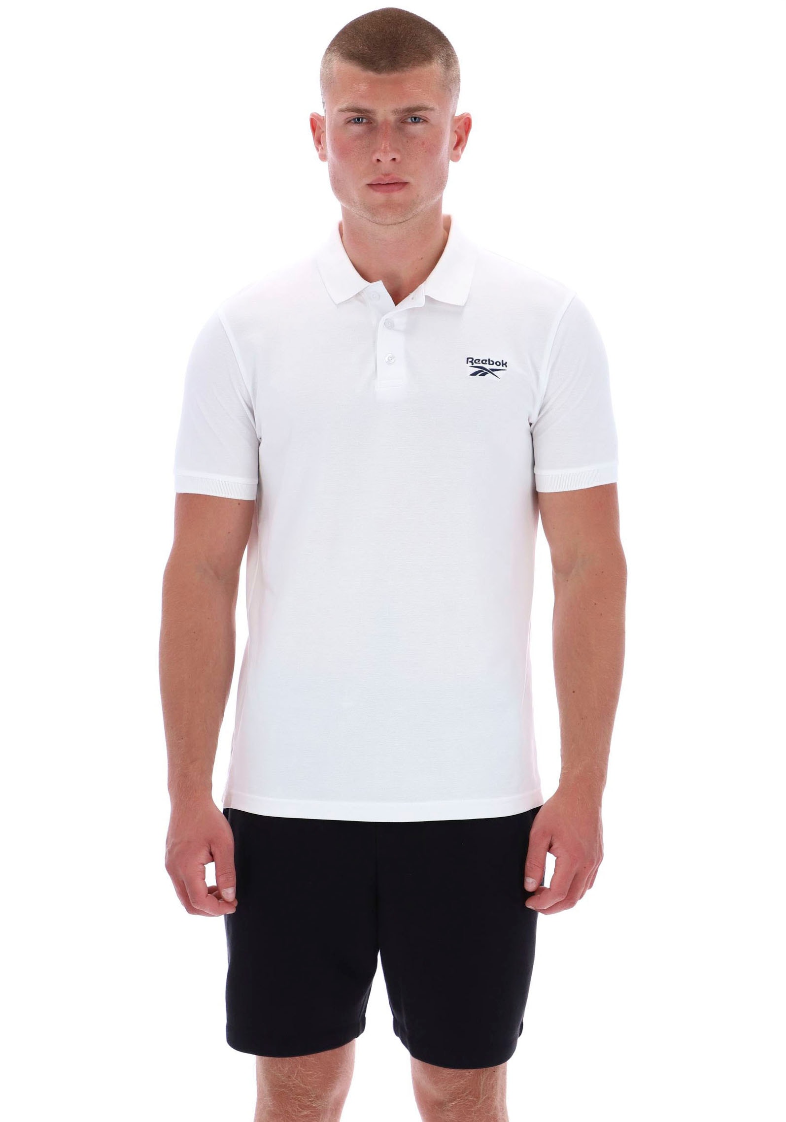 Reebok Poloshirt "BLAZE EMBROIDERED SS POLO SHIRT" Kurzarm-Design, mit Rundhalsausschnitt, aus Baumwolle