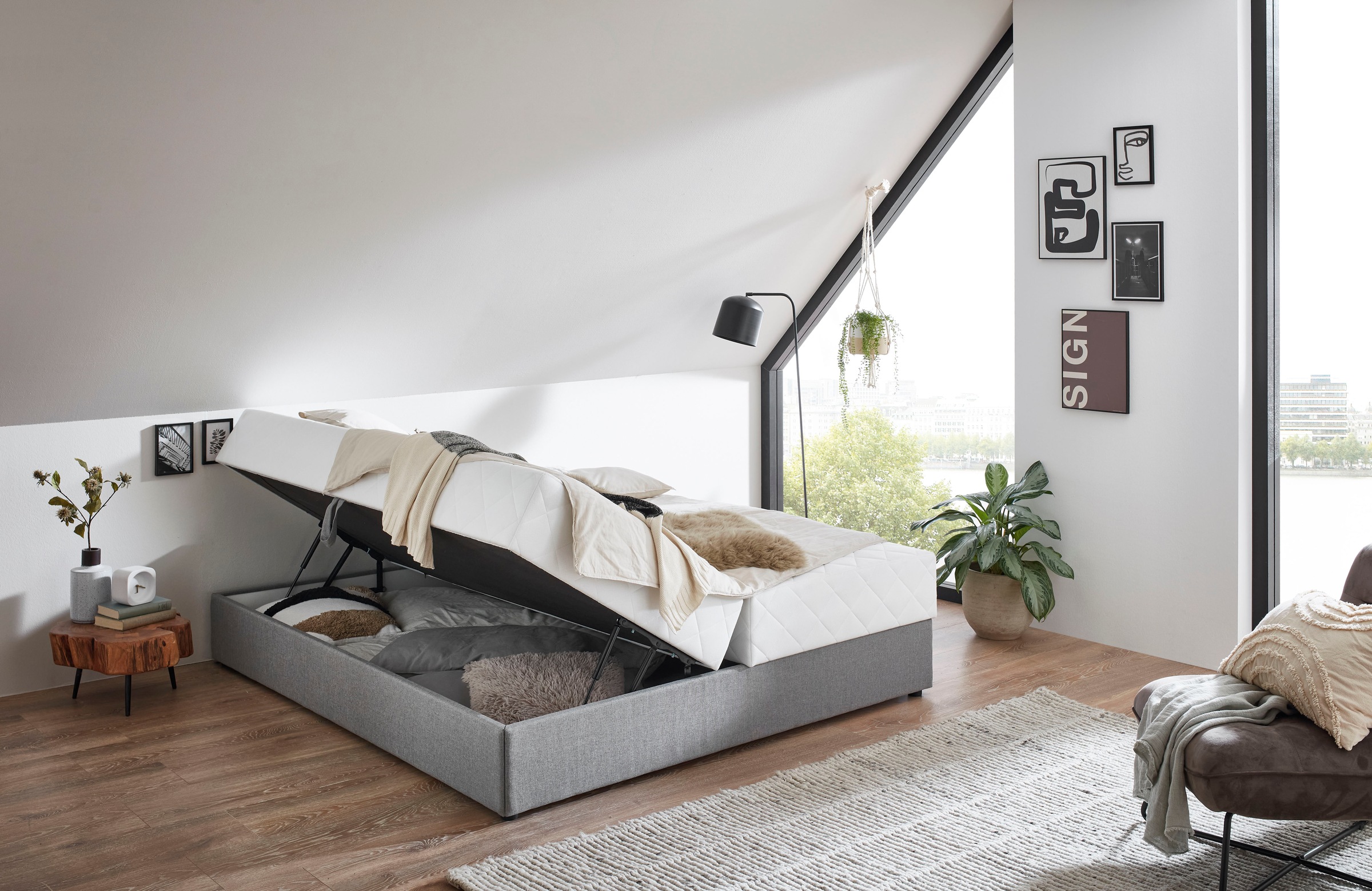 ATLANTIC home collection Boxbett »BELINA«, mit Taschenfederkernmatratze und geräumigem Bettkasten