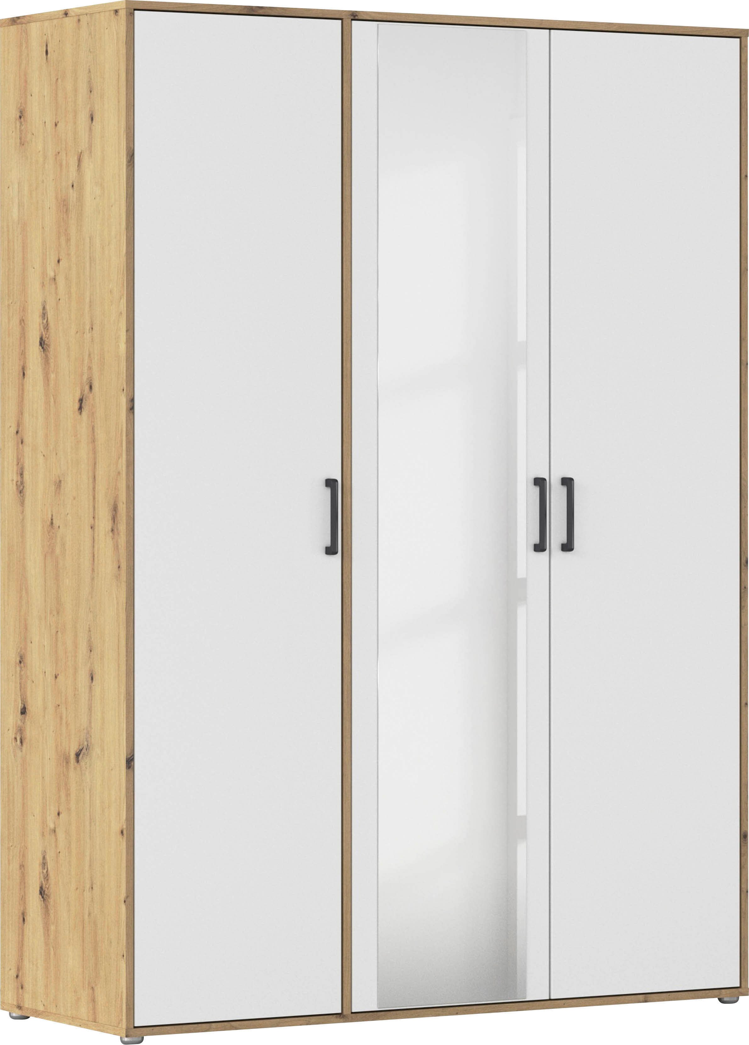 rauch "Kleiderschrank Schrank Garderobe Wäscheschrank VOYAGER" in 3 verschiedenen Ausstattungen BASIC/CLASSIC/PREMIUM, mit modernen Griffen in Graumetallic und Spiegel