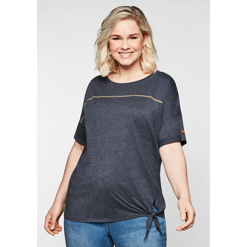 Sheego T-Shirt »Große Größen« mit Ziernaht und Knotendetail am Saum
