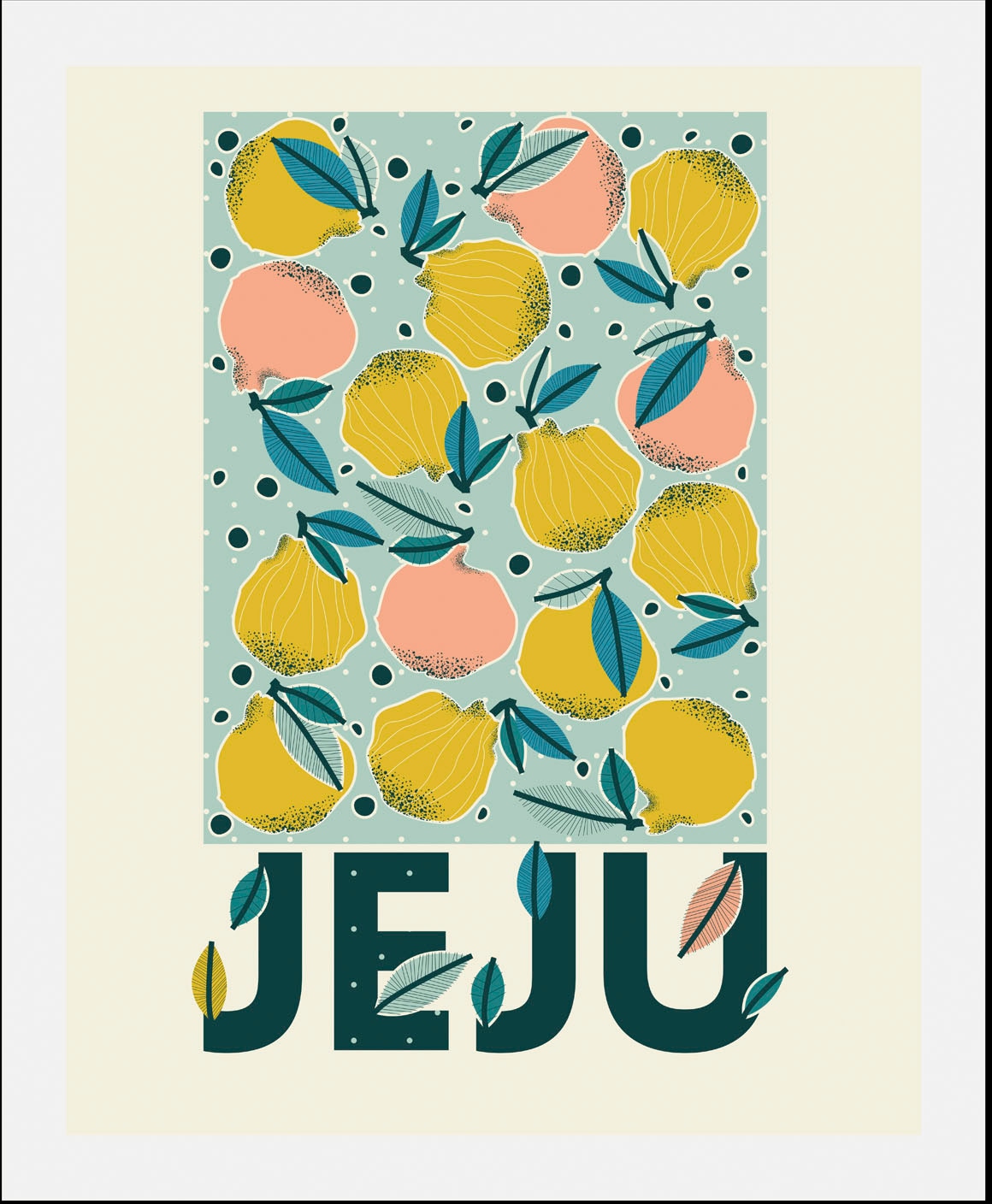 queence Bild »Jeju«, Obst-Obst Bilder-Schriftzug-Figuren-Abstrakt, (1 St.), gerahmt