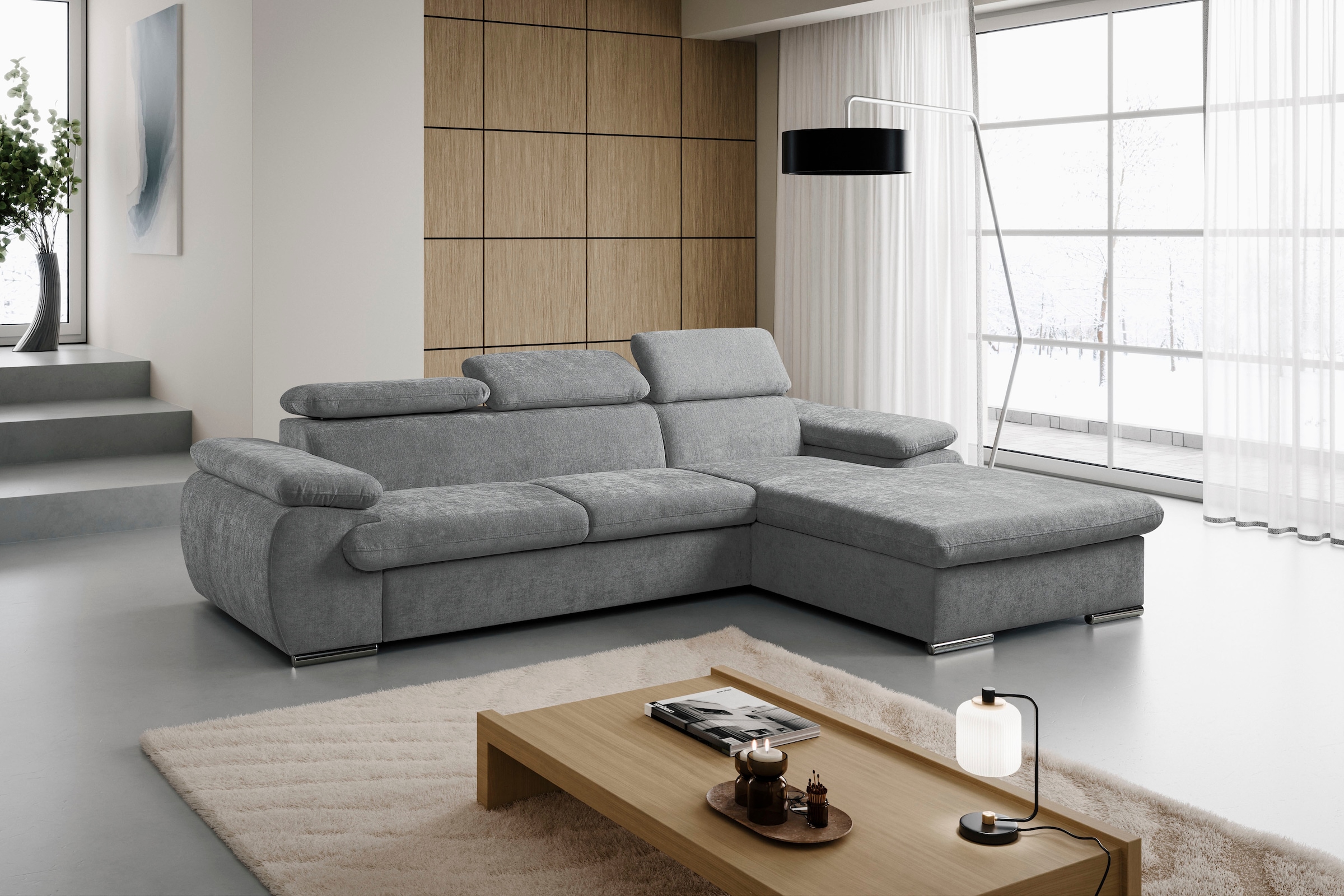 WERK2 Ecksofa »Cosmo modern und bequem, Breite 282cm, L-Form« Eckcouch mit Schlaffunktion, Bettkasten & verstellbaren Kopfteilen