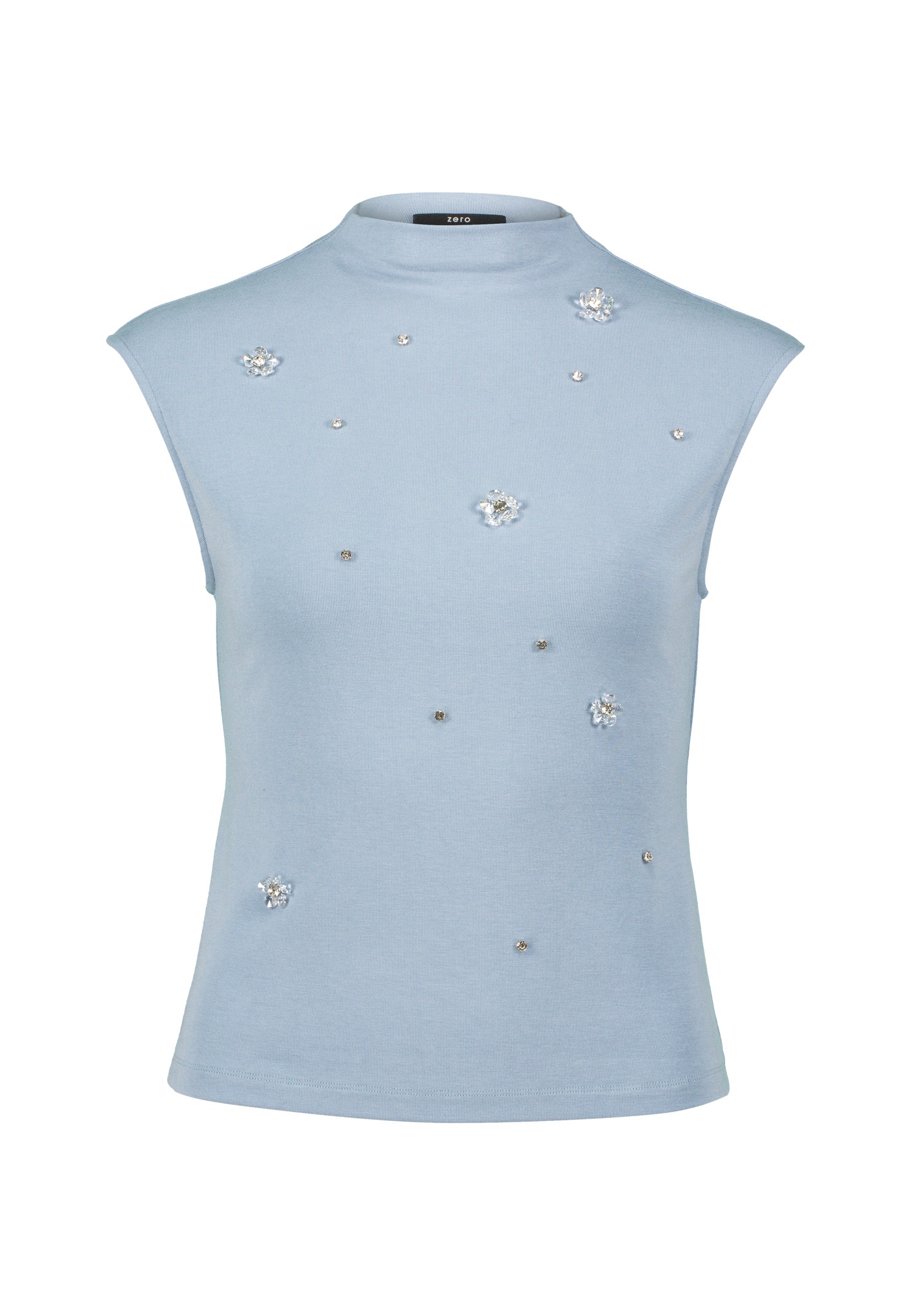 Zero Kurzarmshirt "zero Shirt mit Strass und Blumen", (1 tlg.), Ziersteine günstig online kaufen