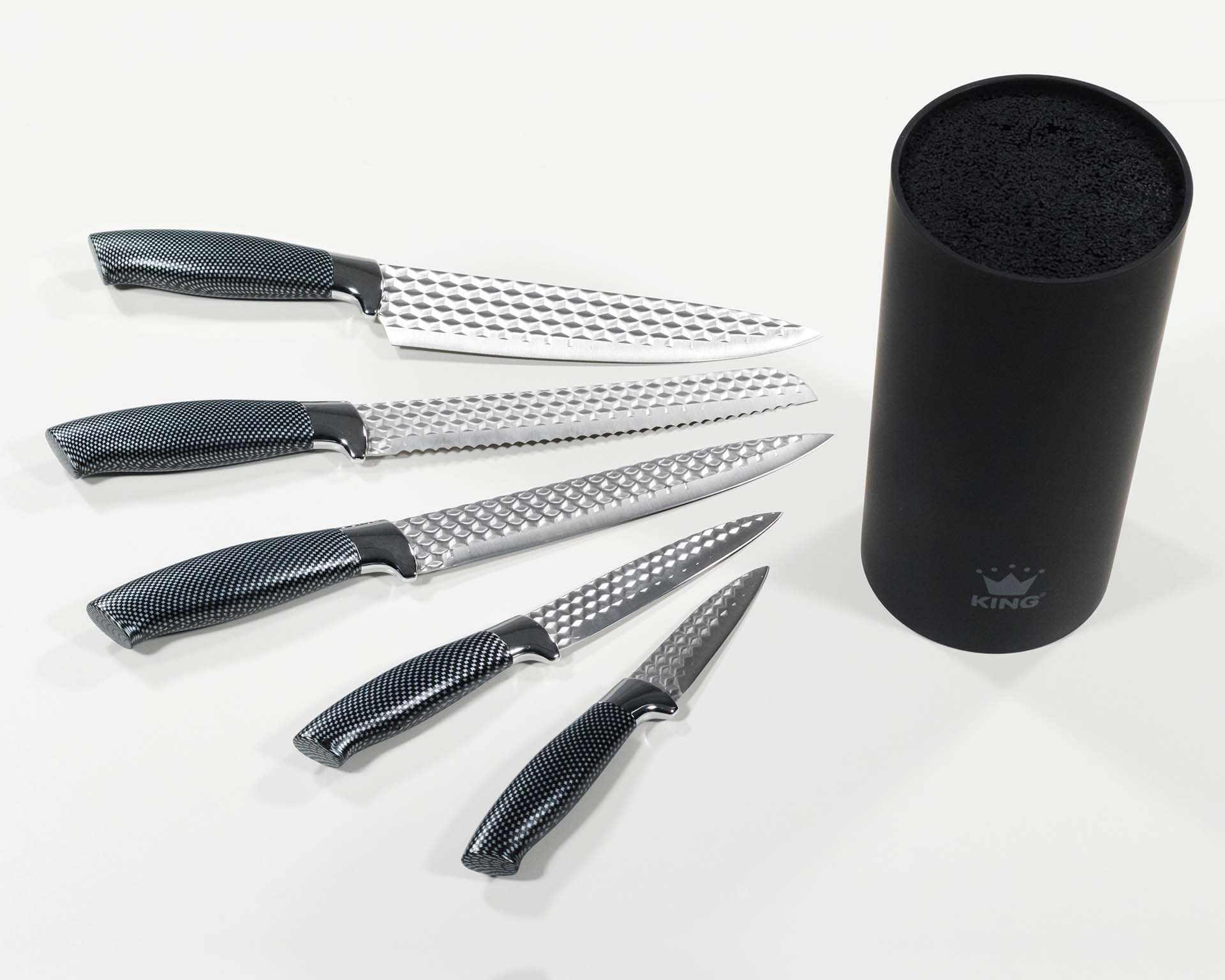KING Messerblock »Carbon Diamond« 6 Stk. Klingen mit Rautenstruktur