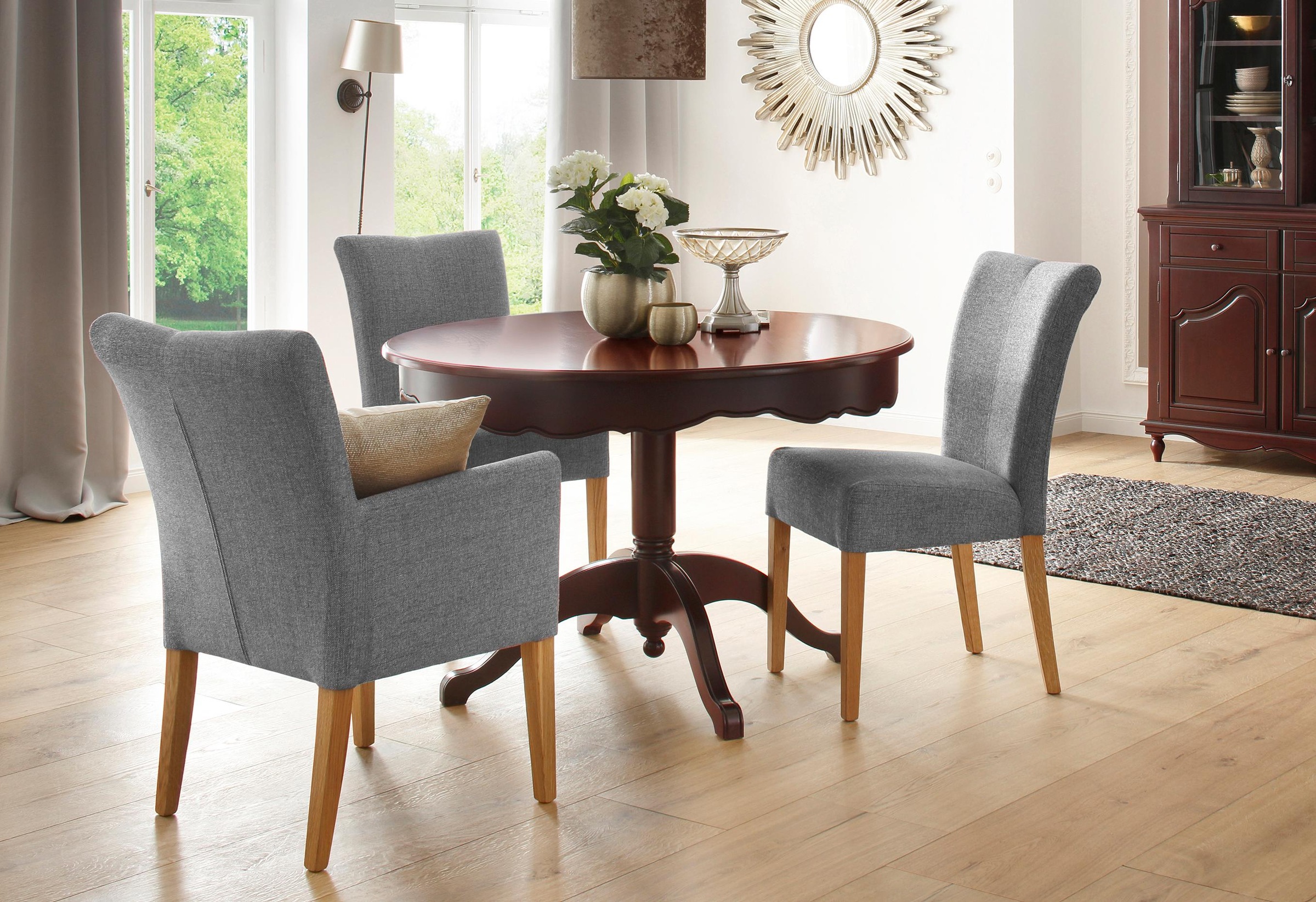 Home affaire Esszimmerstuhl »Queen Polsterstuhl BESTSELLER«, (Set), 4 St., Webstoff, verschiedene Bezüge, Gestell Massivholz