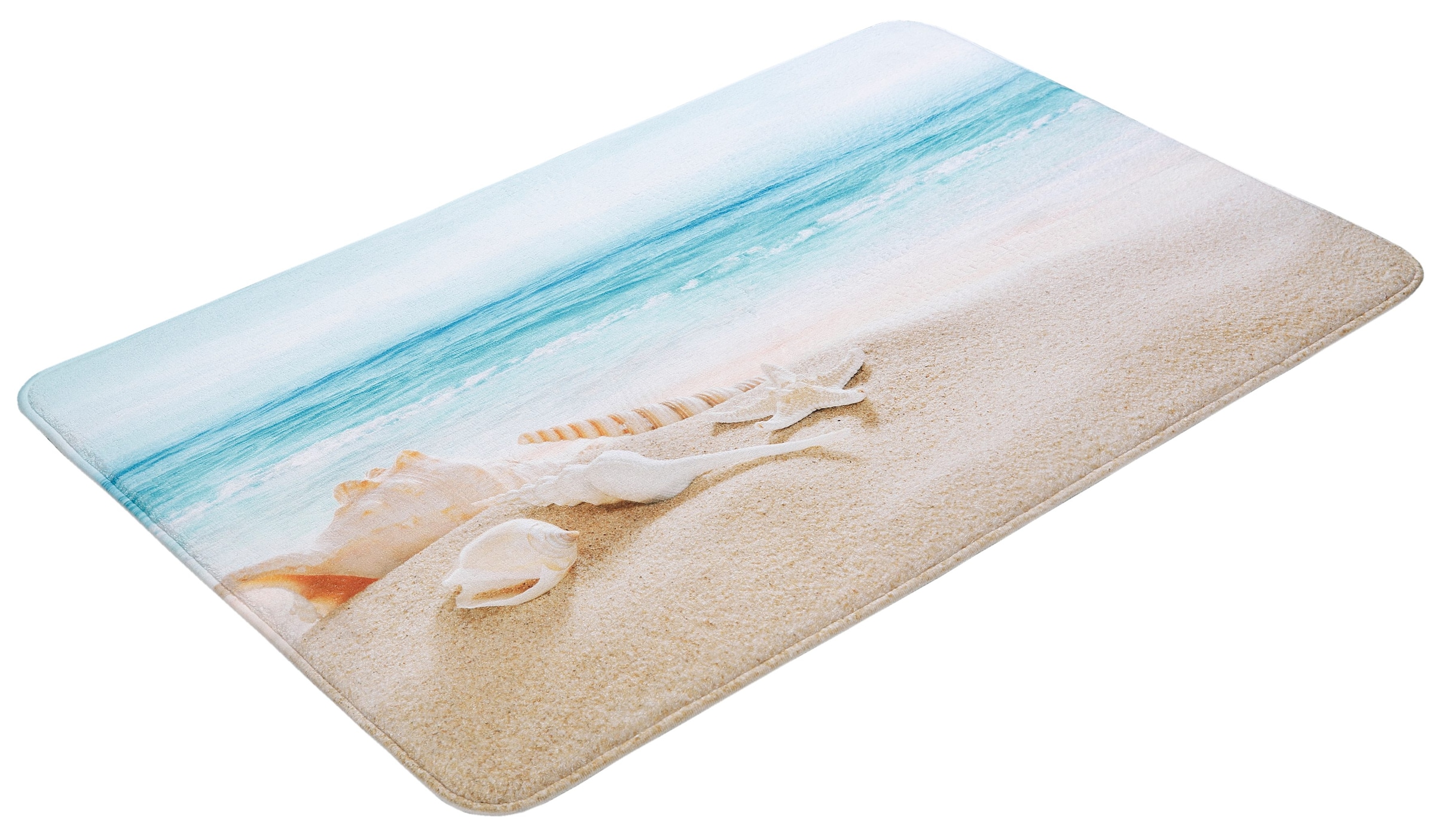 my home Badematte »Strand«, Memory Schaum, fußbodenheizungsgeeignet-schnell trocknend, mit Strand-Motiv, Badematten auch als 2 teiliges Set erhältlich