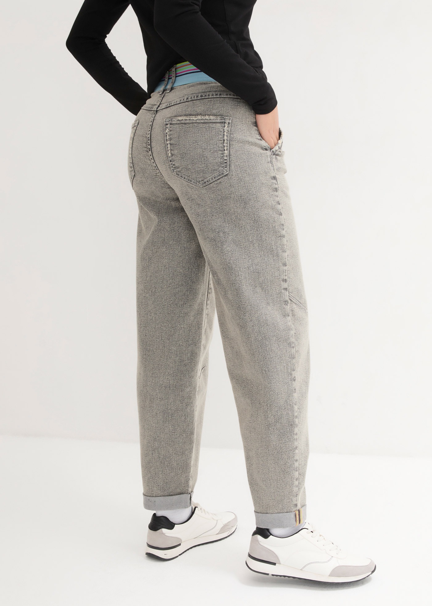 bonprix Boyfriend-Jeans weites Bein, Loose Fit, mit bequemem Gummi am hinte günstig online kaufen