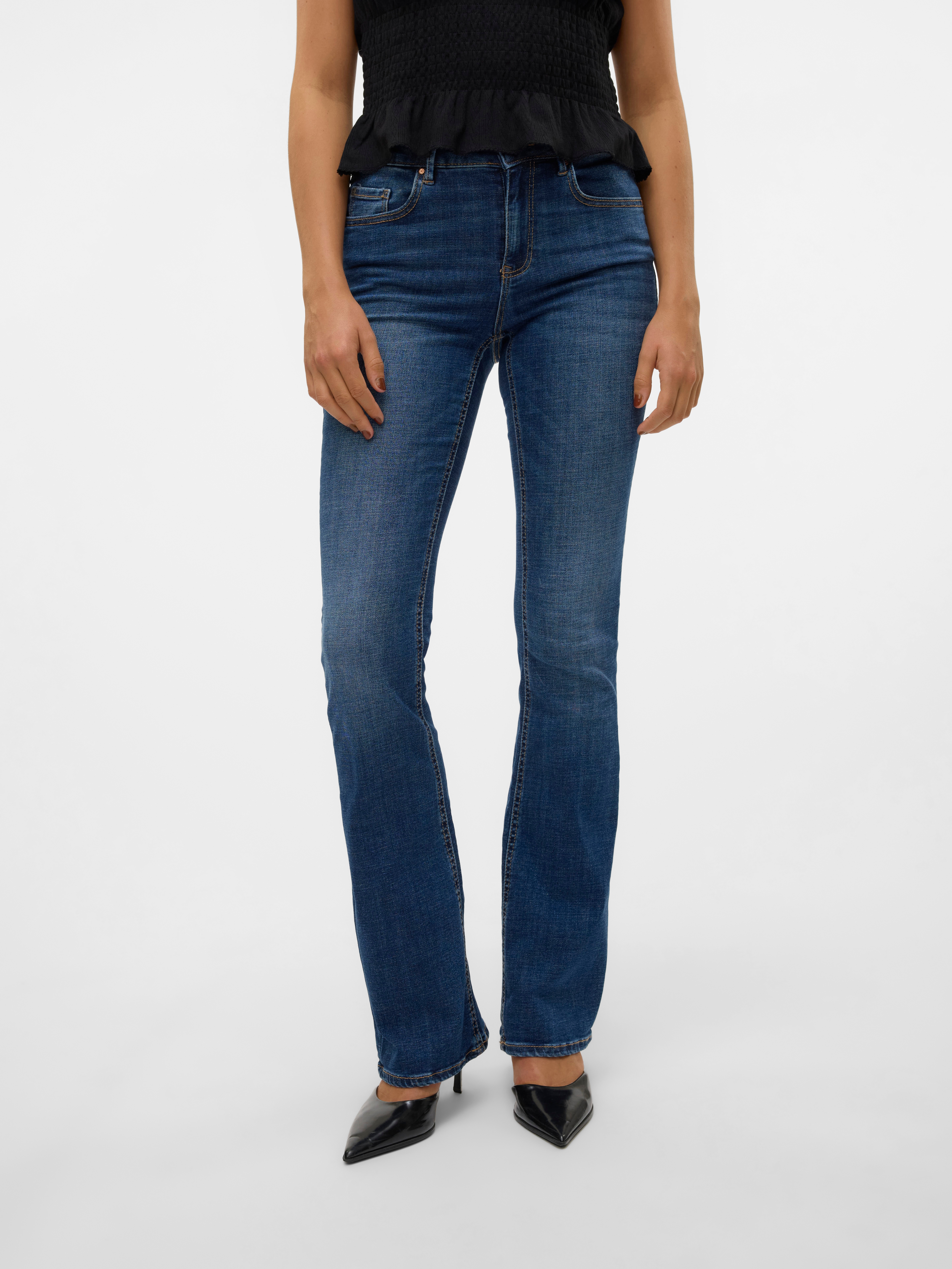 Vero Moda 1100000002199 "VMFLASH MR FLARED JEANS LI3110 GA NOOS" Baumwollmischung mit Stretch, regular waist, bootcut fit