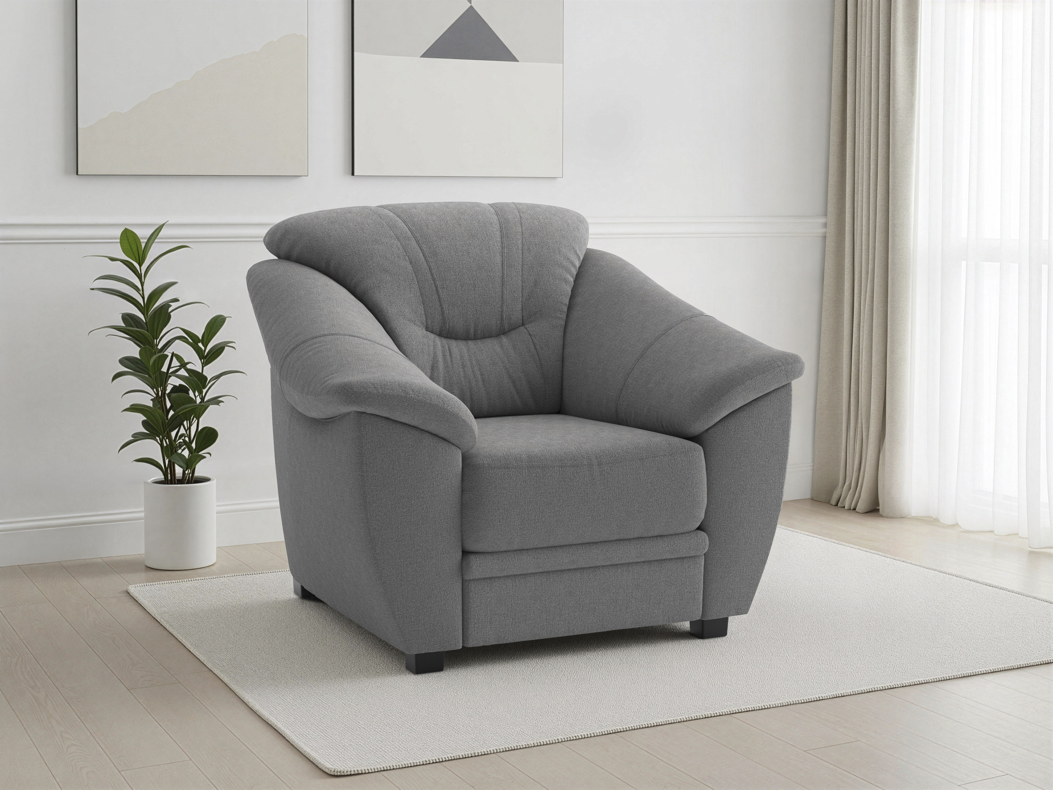 sit&more Sessel "Savona, B: 103 cm, Federkern-Polsterung, komfortable Sitzhöhe 46 cm" Bequeme Armlehnen, Ziernähte, frei im Raum stellbar, zeitloses Design