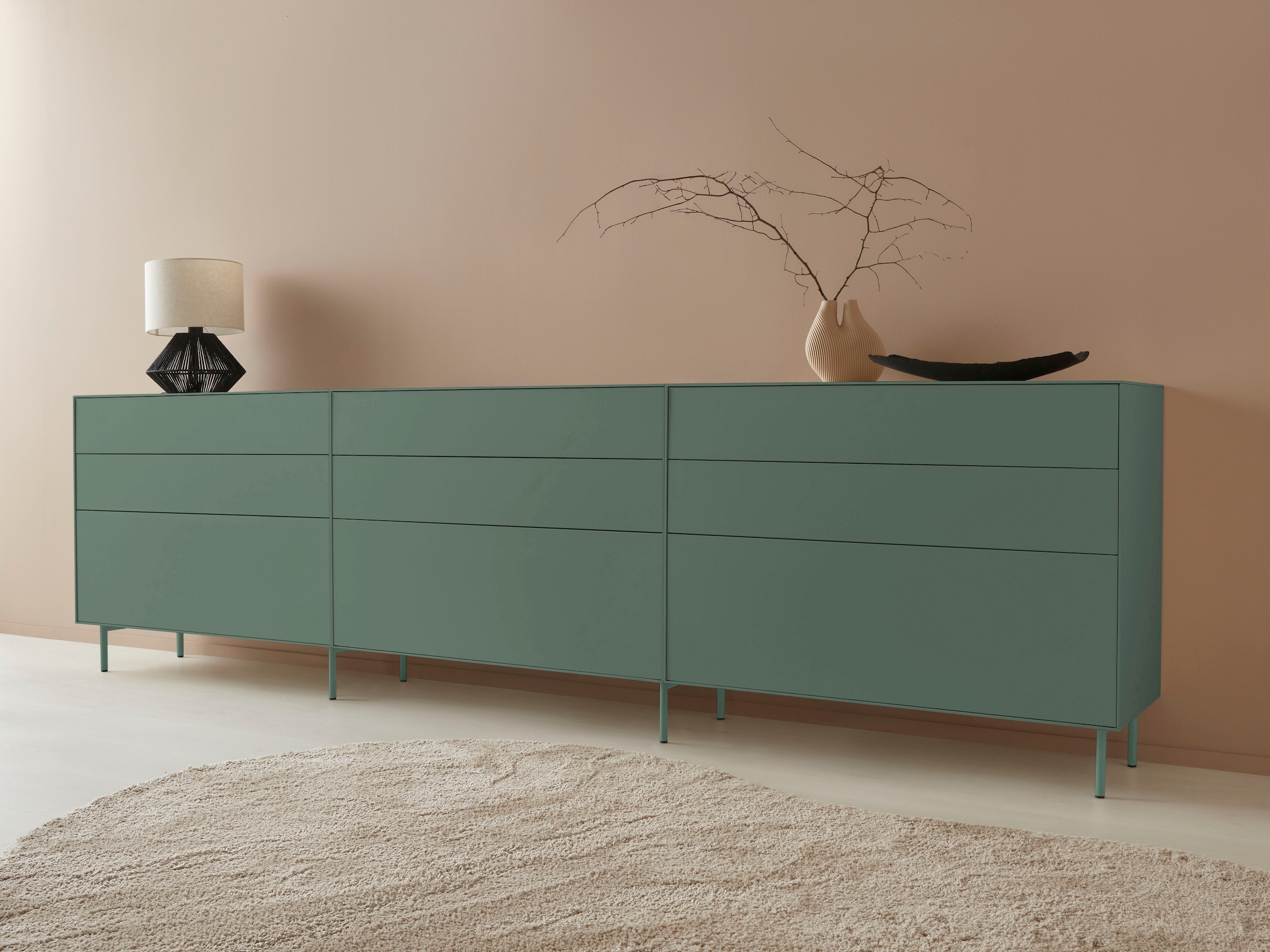 LeGer Home by Lena Gercke Sideboard »Essentials«, (3 St.), Breite: 335cm, MDF lackiert, Push-to-open-Funktion