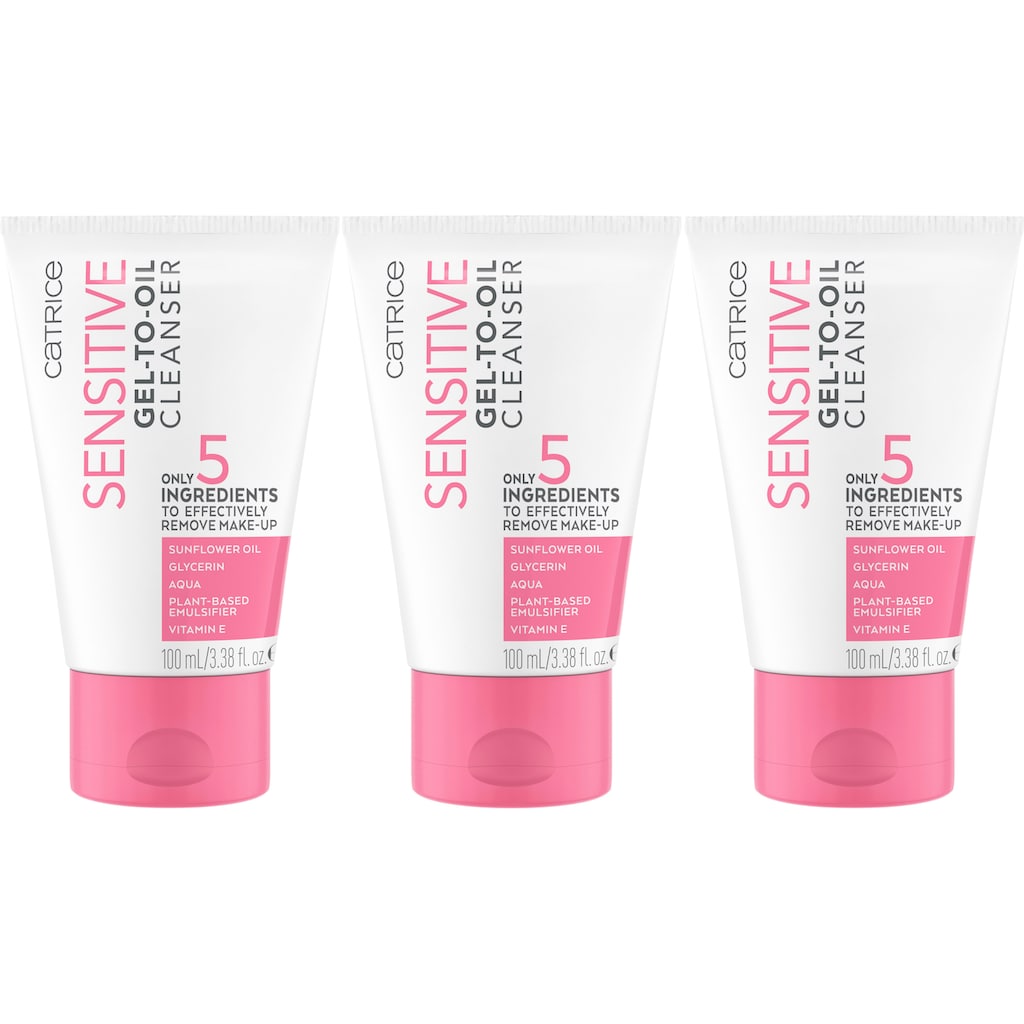 Catrice Gesichts-Reinigungsfluid »Sensitive Gel-to-Oil Cleanser«, (Set, 3 tlg.)