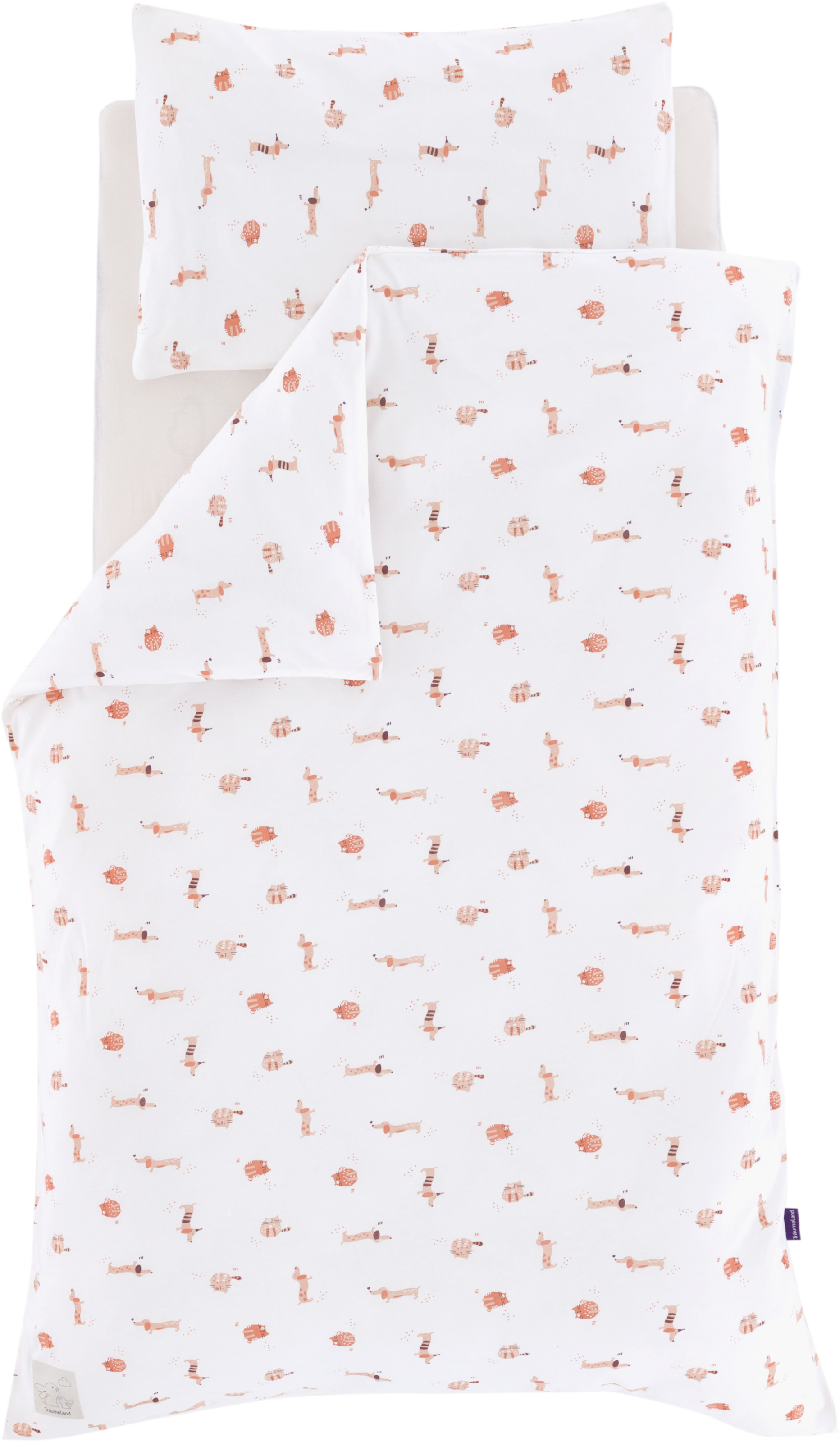 Träumeland Babybettwäsche "Jersey Cats & Dogs" 2 Stk. mit niedlichem Allove günstig online kaufen