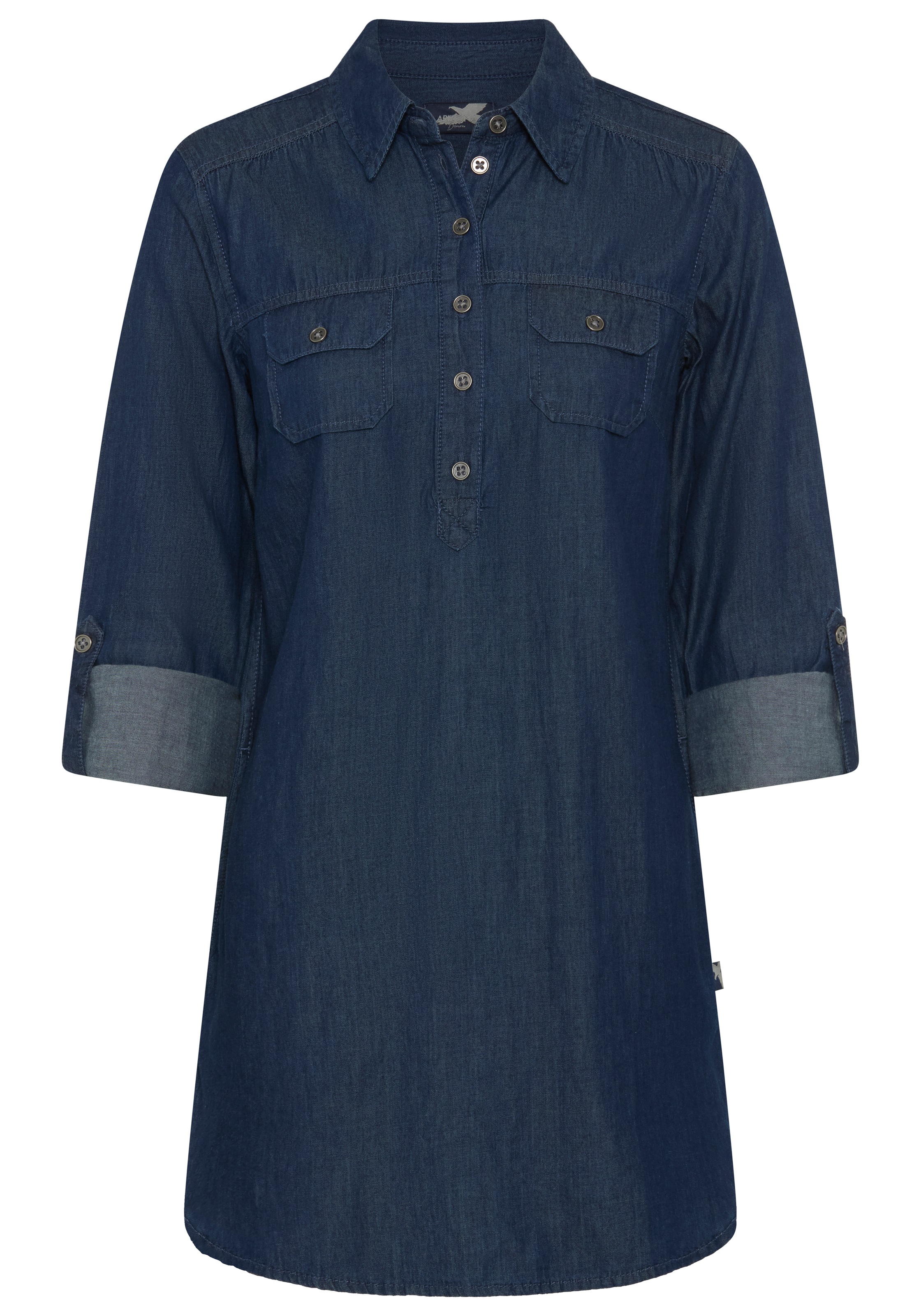 Arizona Jeansbluse »Krempelärmel mit Riegel« im Tunikastil