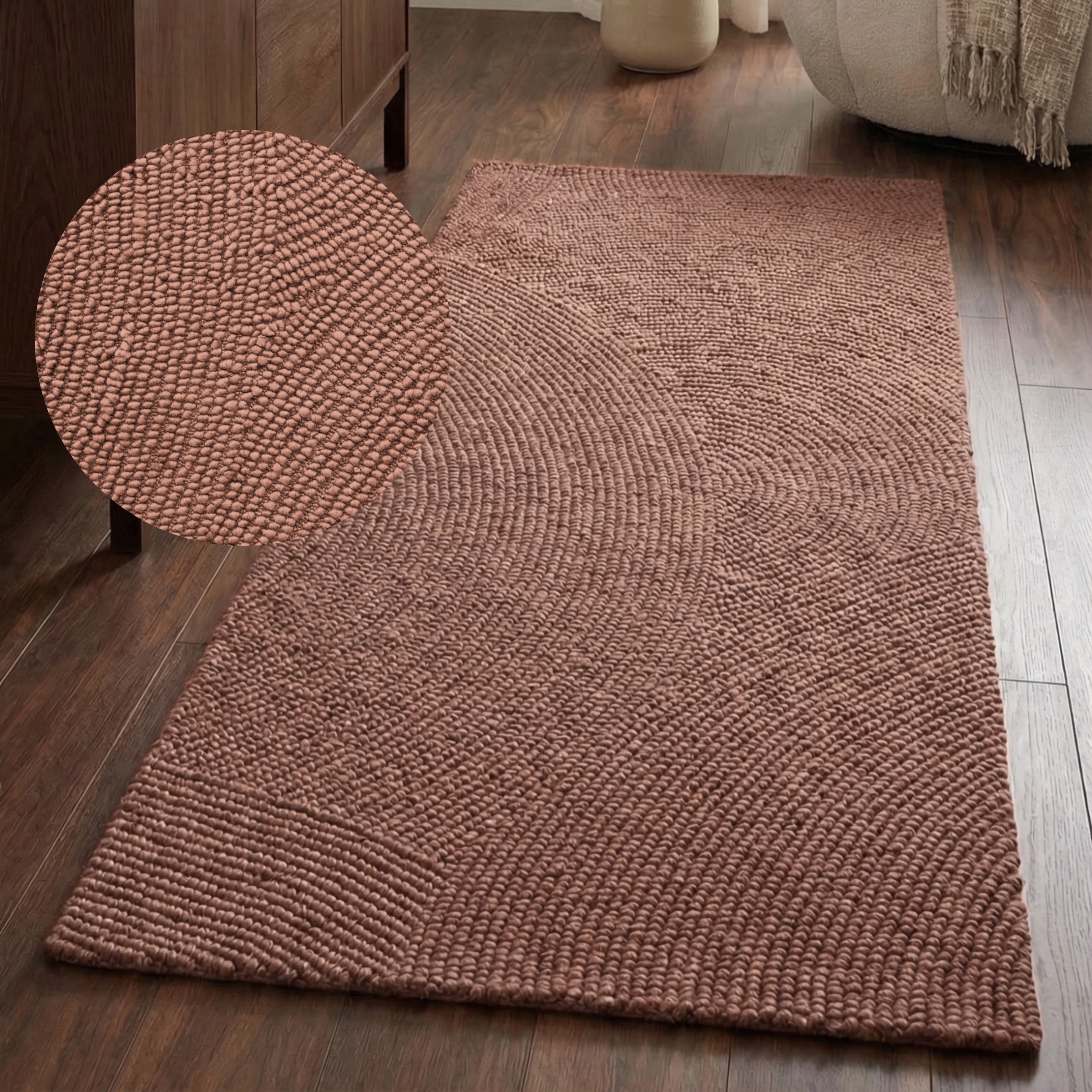HANSE Home Wollteppich "Calmio, auch als Läufer und in rund" rechteckig 18 mm Höhe Handgetuftet, Wolle, Natur, Wohnzimmer, Schlafzimmer, Skandi, Hygge