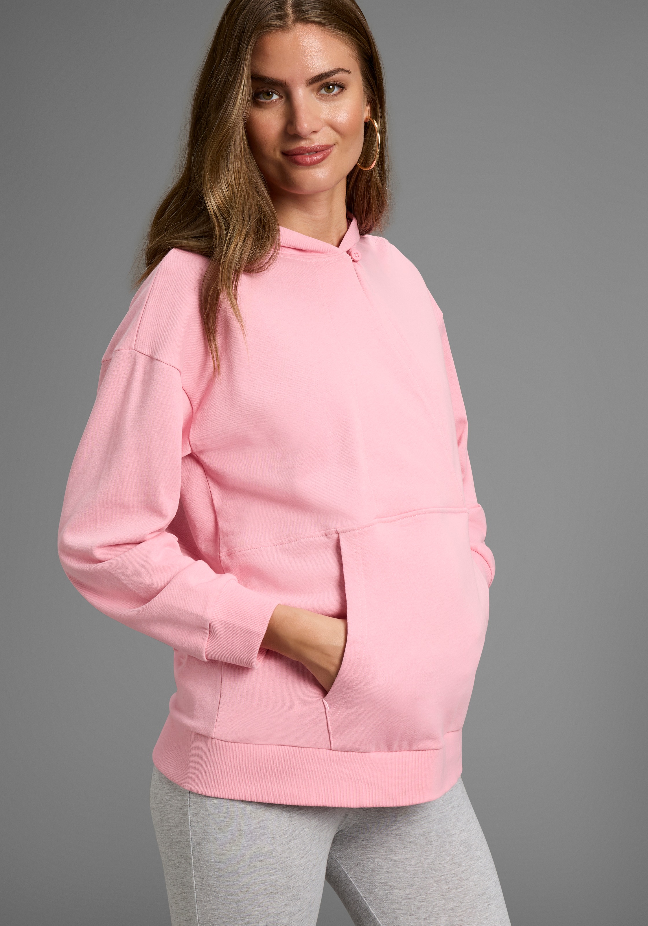Neun Monate Umstandssweatshirt »Stillsweatshirt für Schwangerschaft und Stillzeit«, Kapuzen-Sweatshirt mit praktischem Verschluss