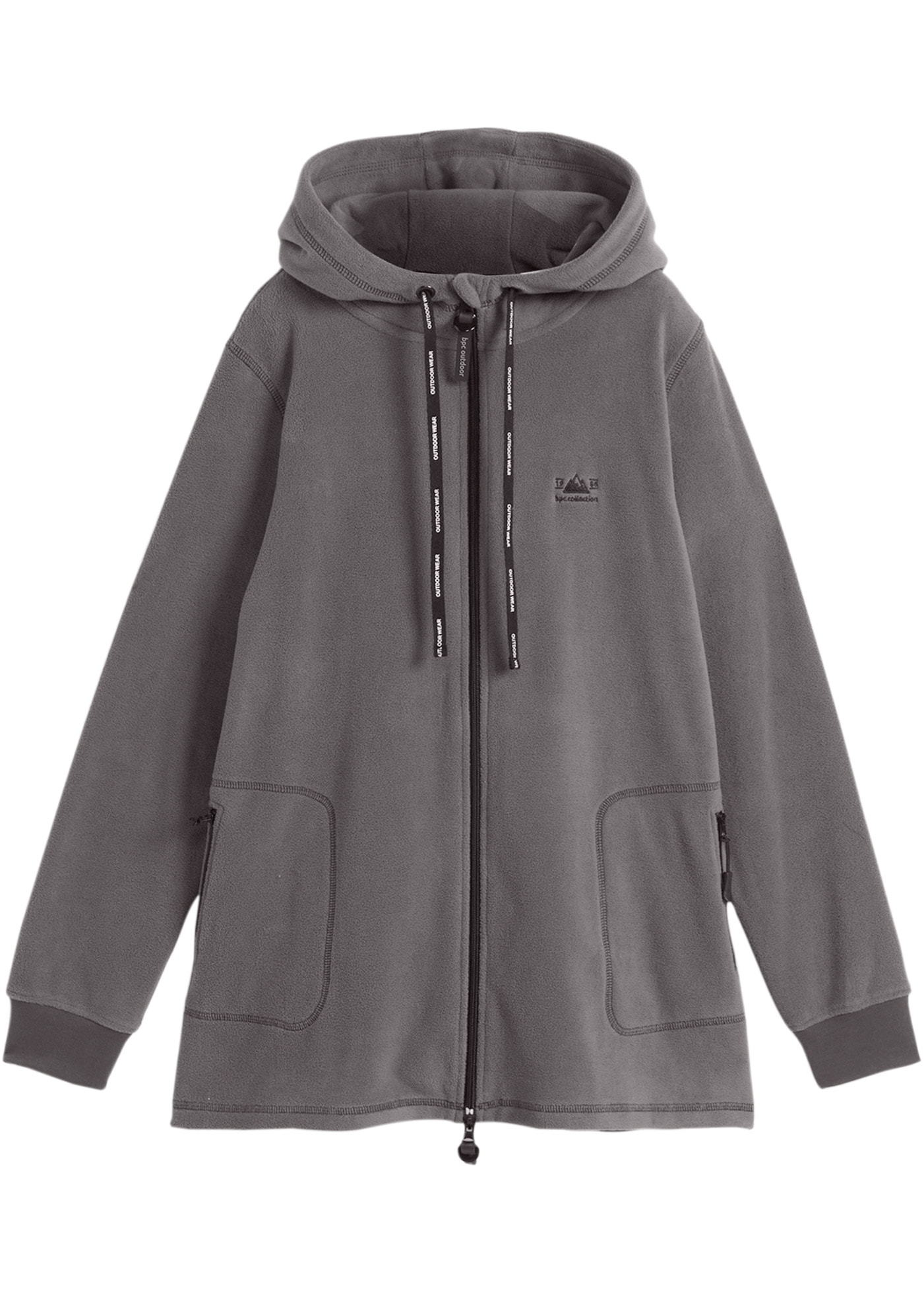 bonprix Fleecejacke mit Kapuze A-Linien-Schnitt, Langarm-Design, aus 100% Polyester, Regular Fit
