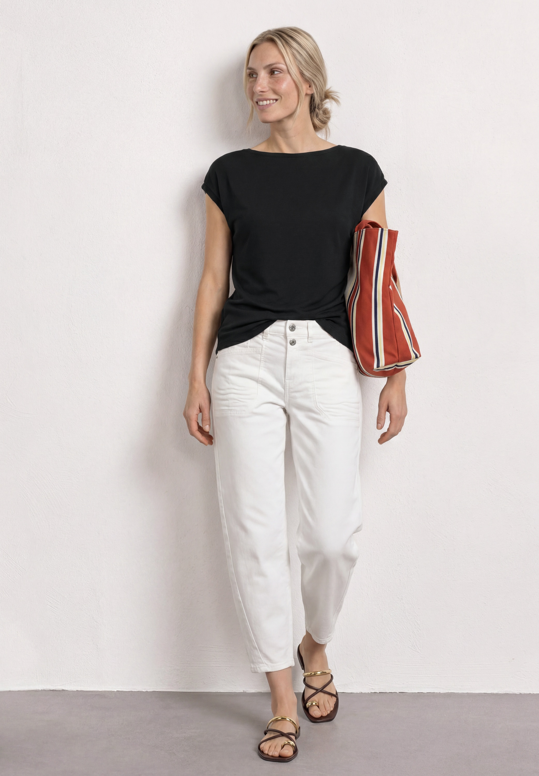 STREET ONE Shirttop Sommershirt mit Raffung
