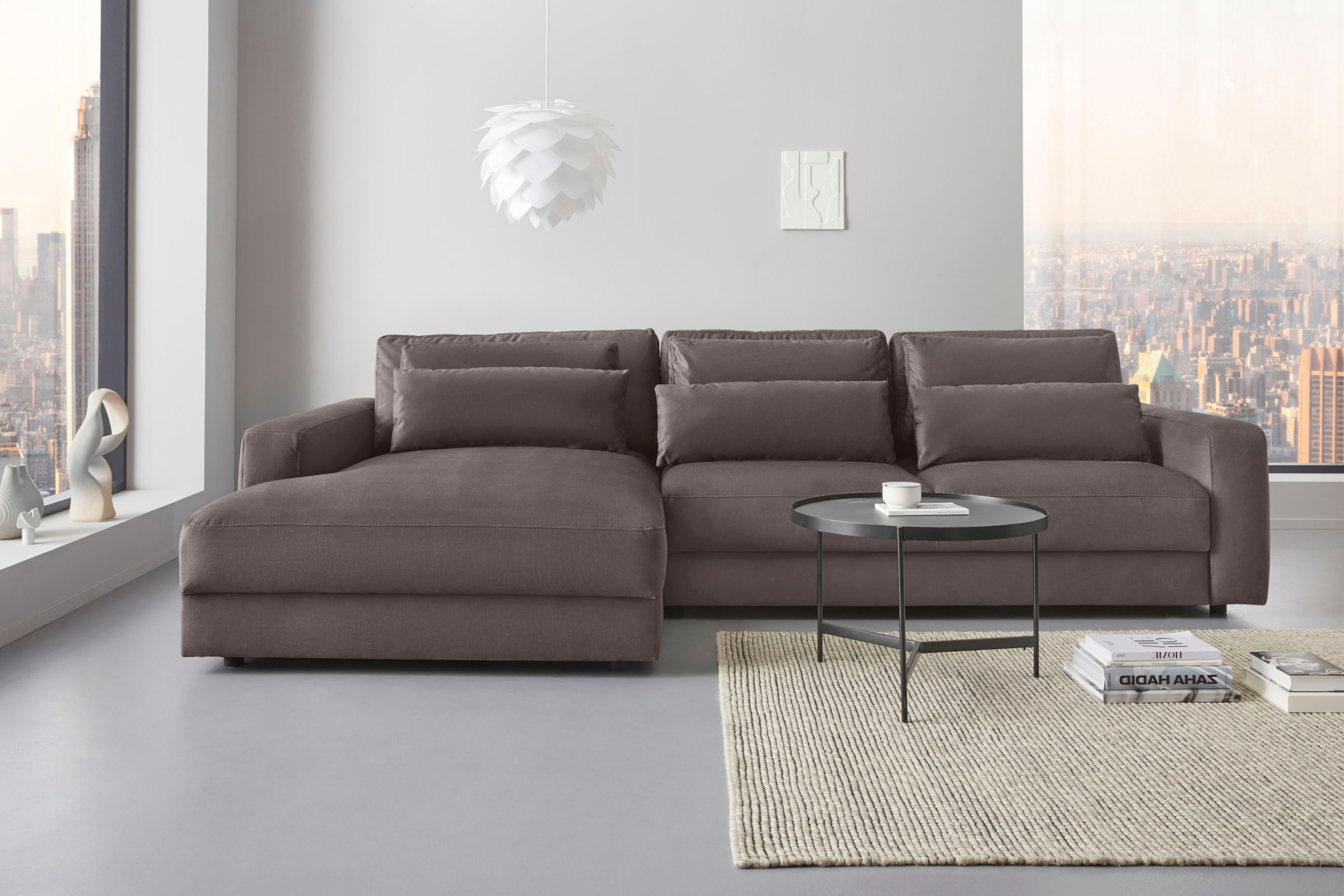 Places of Style Ecksofa »Bloomfield, bequem und elegant, L-Form«, wahlweise mit Bettfunktion und Bettkasten