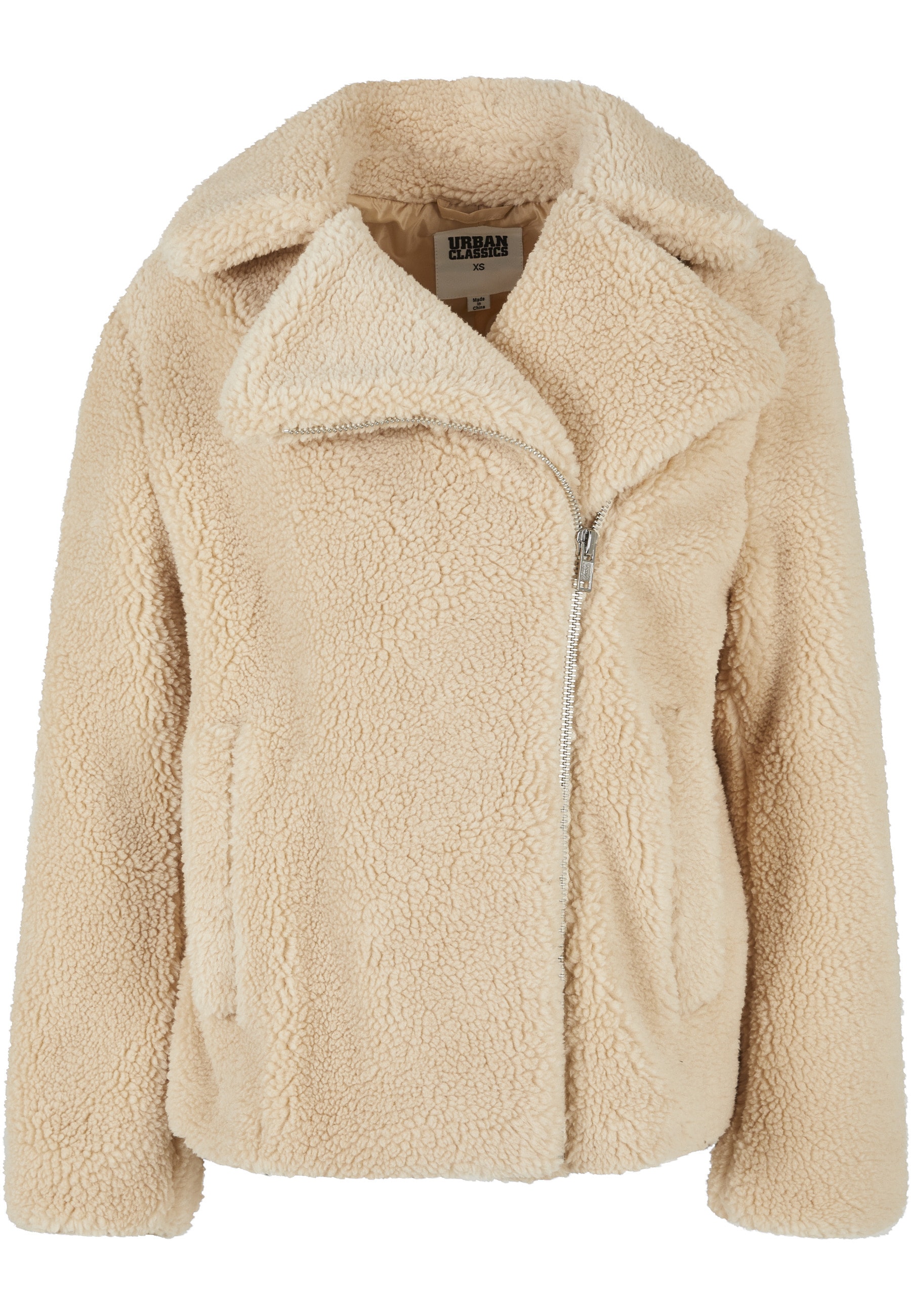 URBAN CLASSICS Winterjacke »Urban Classics Damen Ladies Sherpa Biker Jacket« 1 Stk. tlg. ohne Kapuze