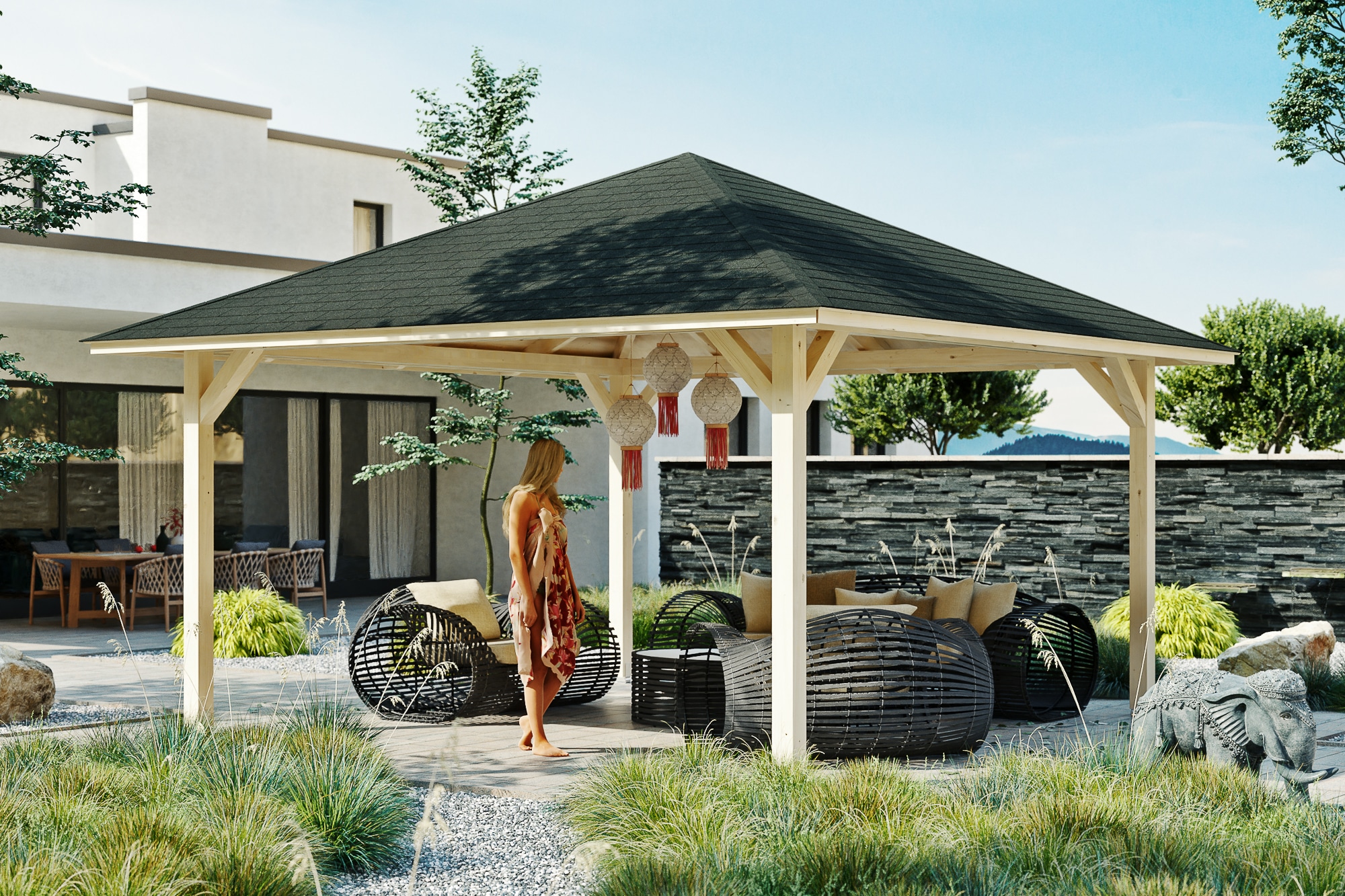 Skanholz Holzpavillon »Cannes 3« Leimholz, 424 x 424 cm