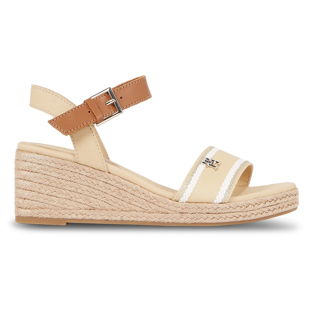 Tommy Hilfiger Keilsandalette »WEBBING WEDGE SANDAL«, Sommerschuh, Sandale, Keilabsatz, mit verstellbarer Schnalle