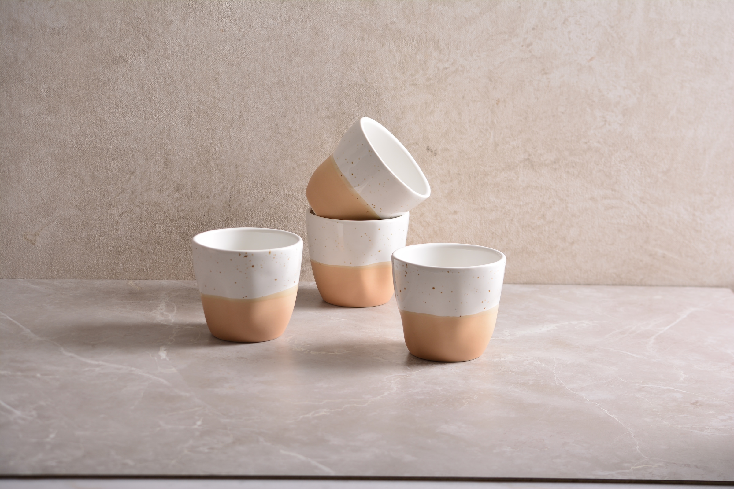 my home Becher »Teebecher, modernes Geschirr-Set Bruddesta, 4er Set«, (Set, 4 tlg.), hohe Haltbarkeit, spülmaschinengeeignet & mikrowellengeeignet, 350 ml