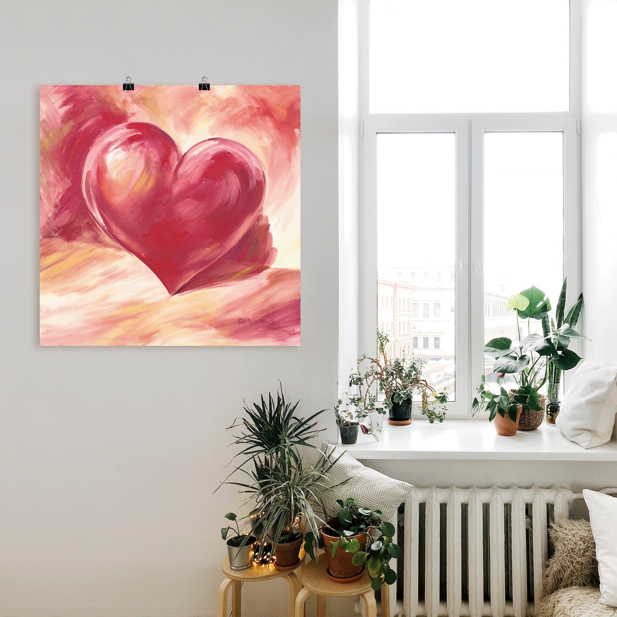 Artland Wandbild »Rosa/rotes Herz«, Herzen, (1 St.), als Alubild, Outdoorbild, Leinwandbild, Poster, Wandaufkleber