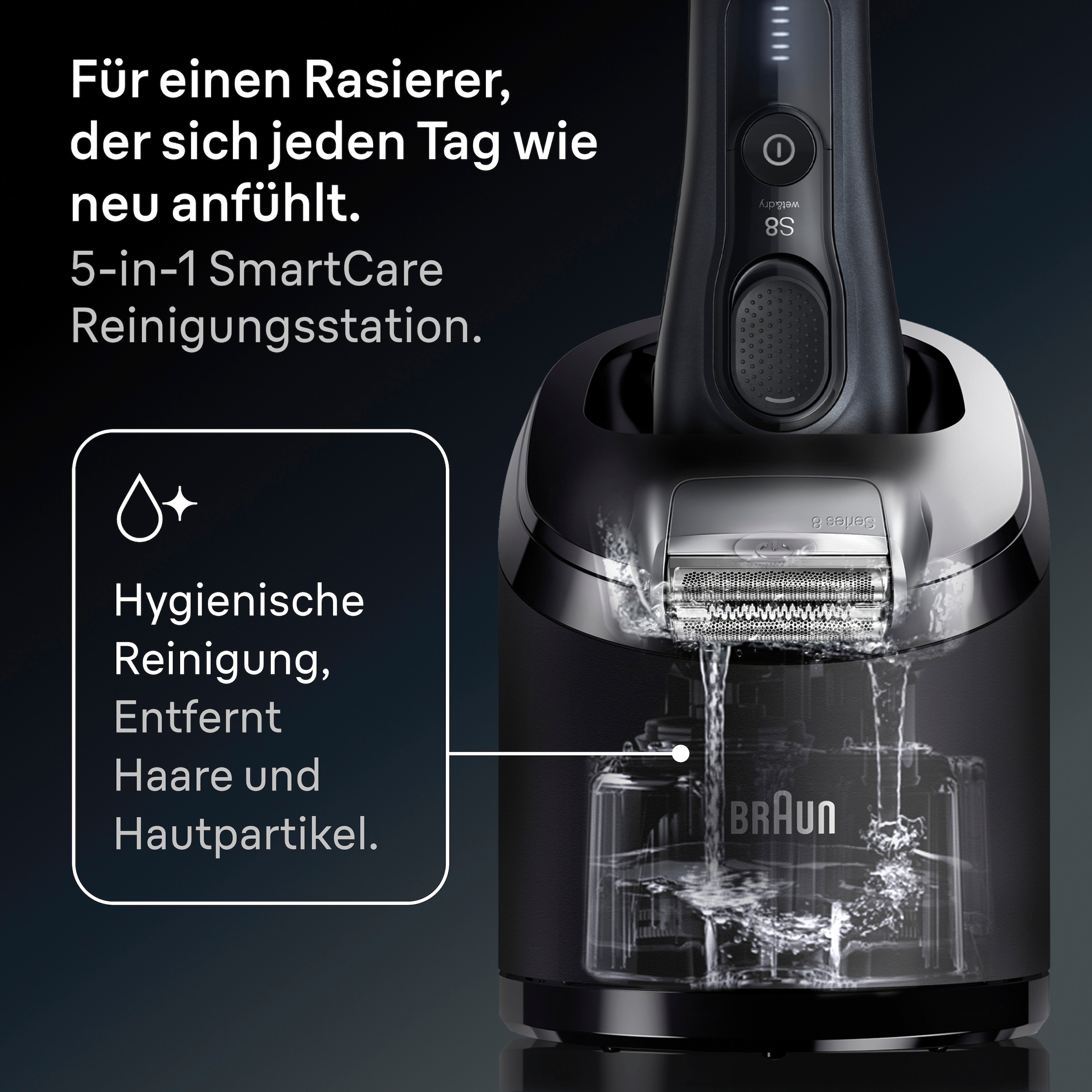 Braun Elektrorasierer »Series 8 8663cc«, Smart Care Center, integrierter Präzisionstrimmer, SensoAdapt für jede Bartdichte, mit 5in1 SmartCare Center