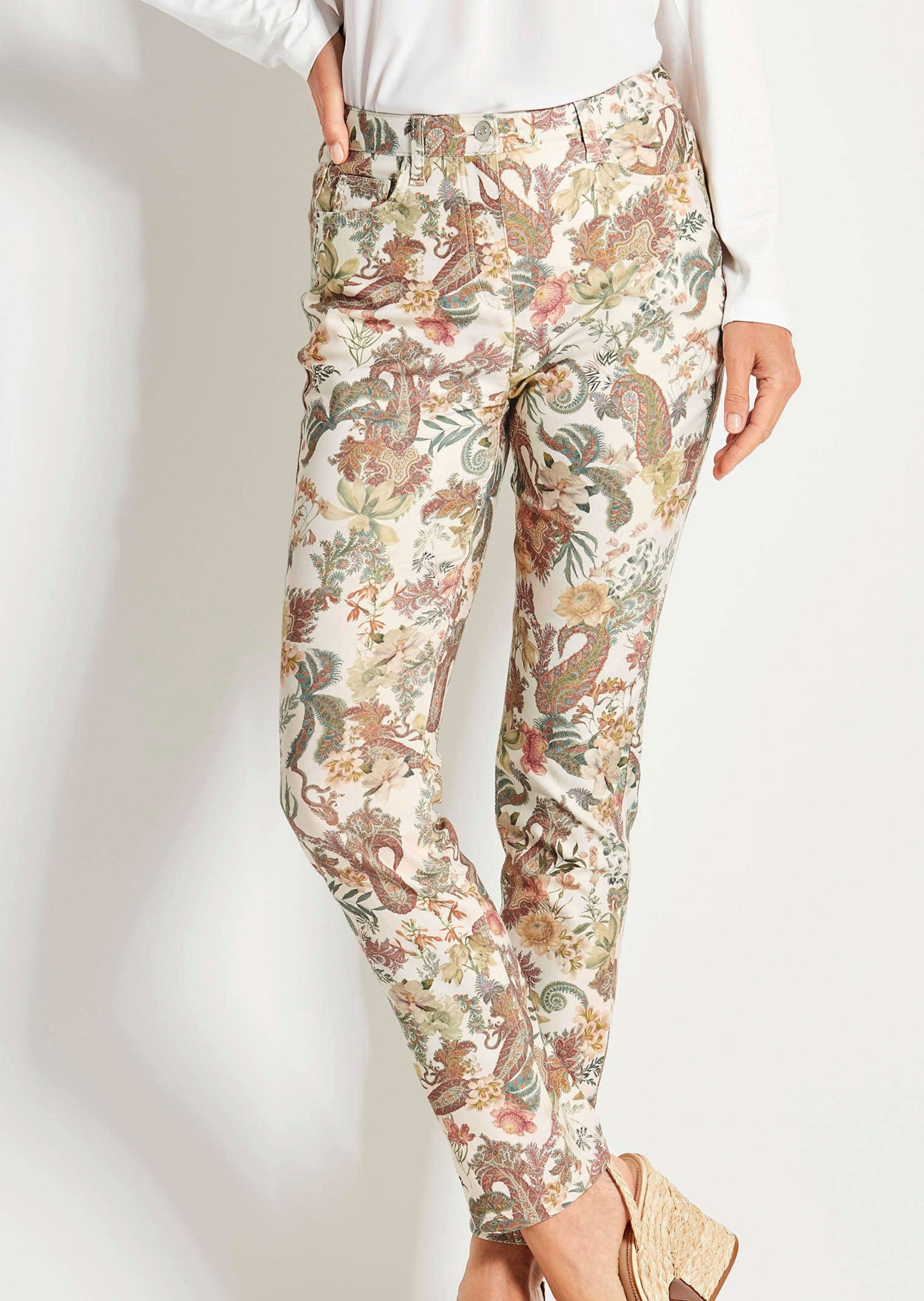 Thumbnail - GOLDNER Stretch-Hose "Kurzgröße Florale Stretchhose in Slim Fit"